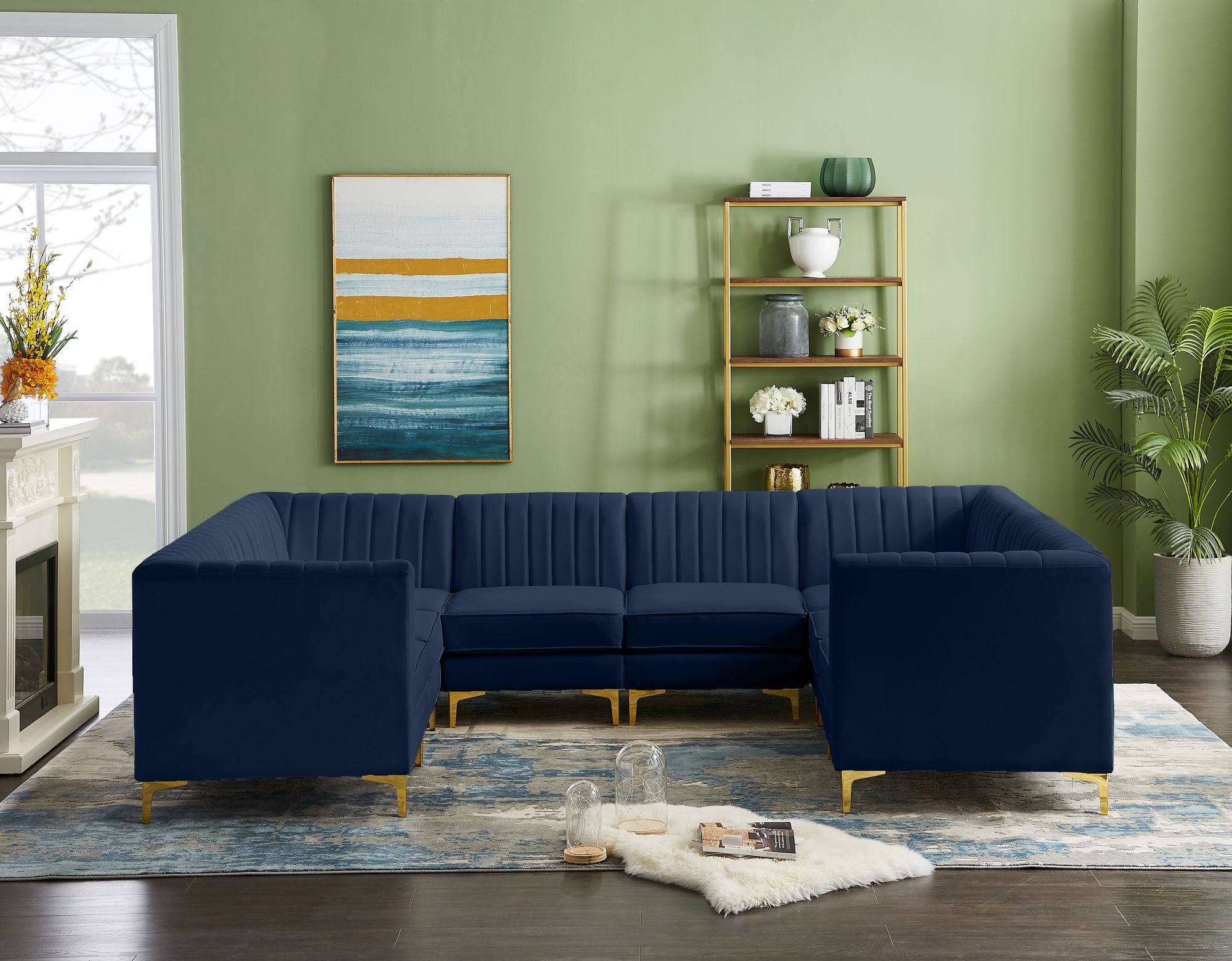 Alina 119" x 93" 8-Piece Velvet Modular Sectional