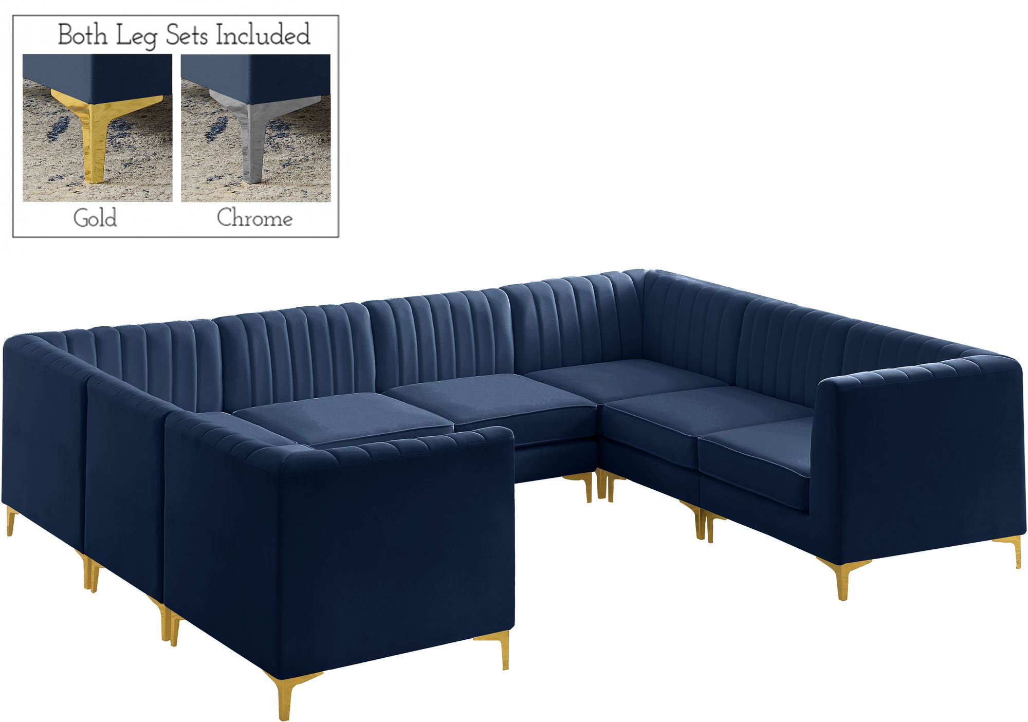Alina 119" x 93" 8-Piece Velvet Modular Sectional