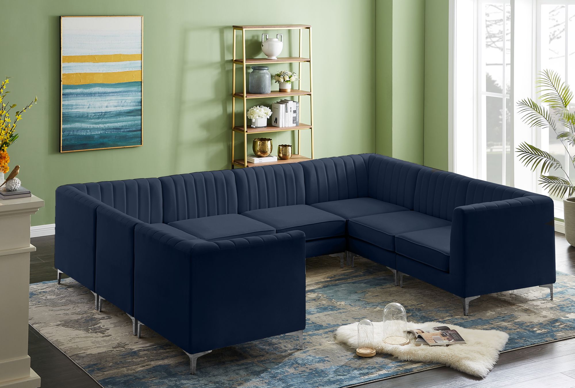 Alina 119" x 93" 8-Piece Velvet Modular Sectional