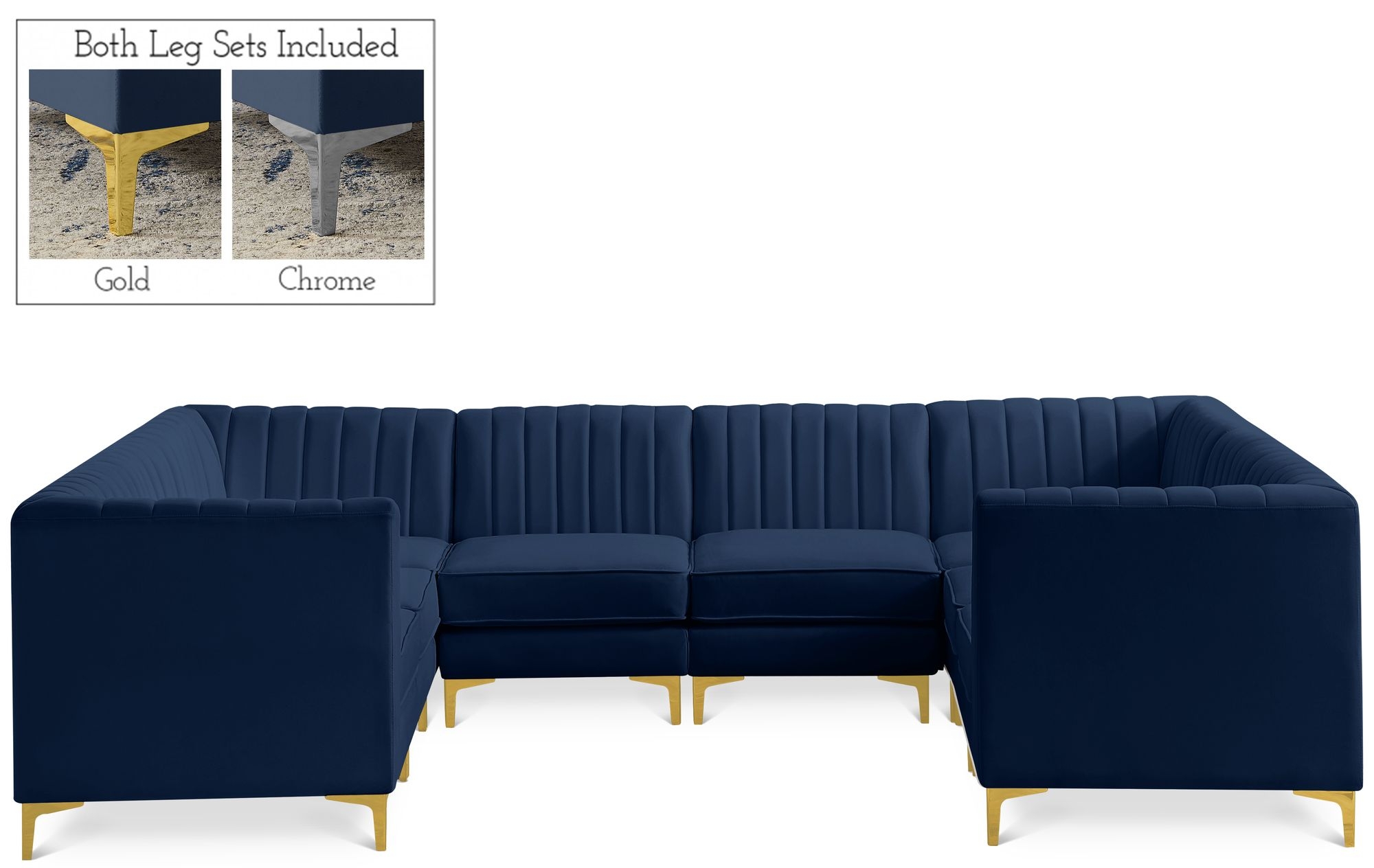 Alina 119" x 93" 8-Piece Velvet Modular Sectional