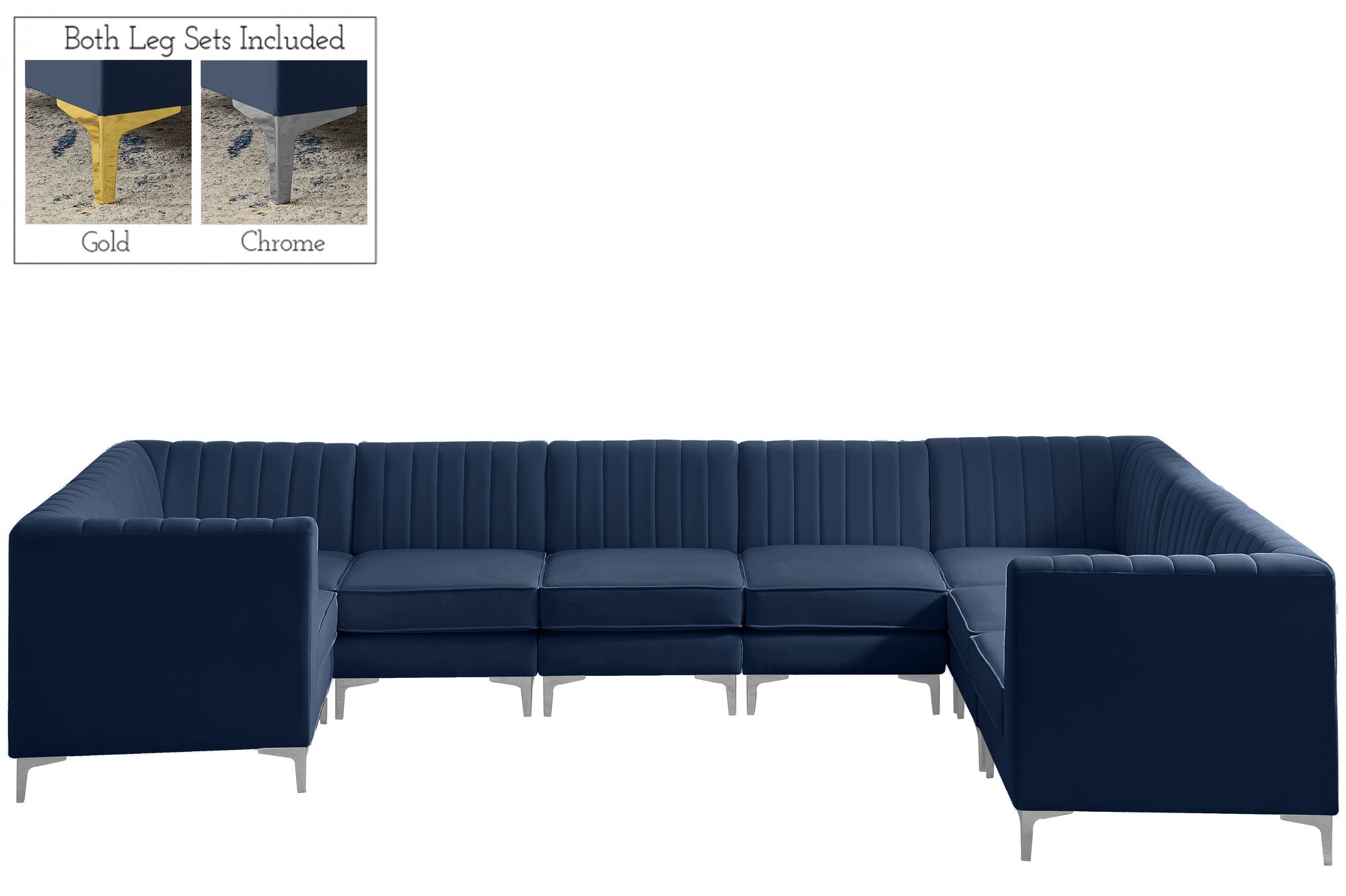 Alina 145" x 93" 8-Piece Velvet Modular Sectional