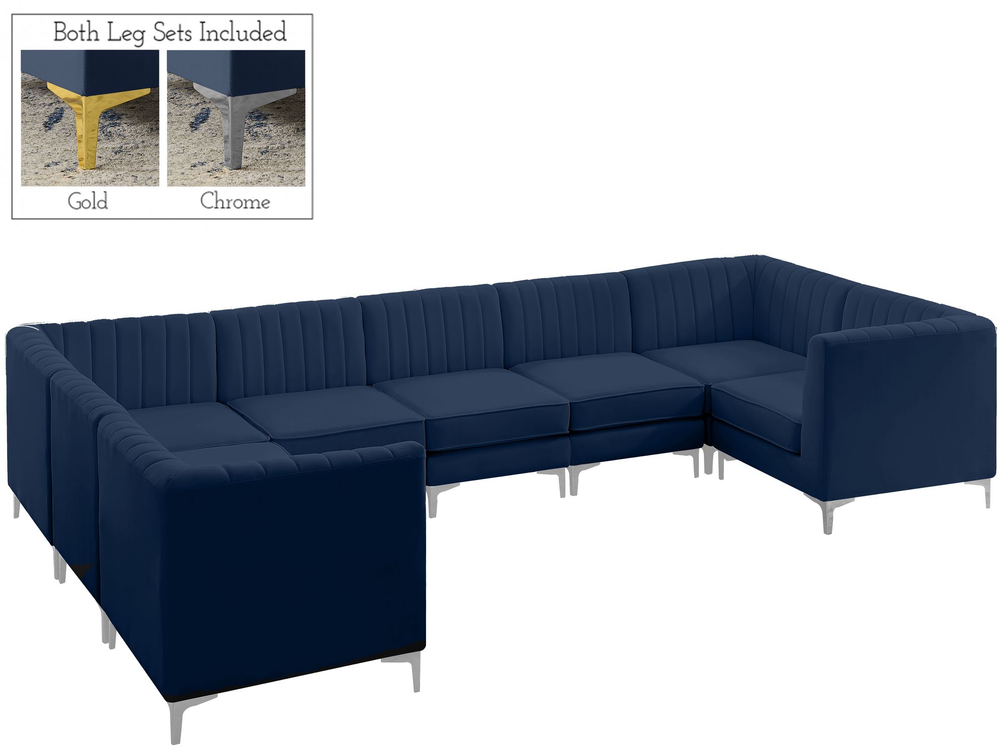 Alina 145" x 93" 8-Piece Velvet Modular Sectional