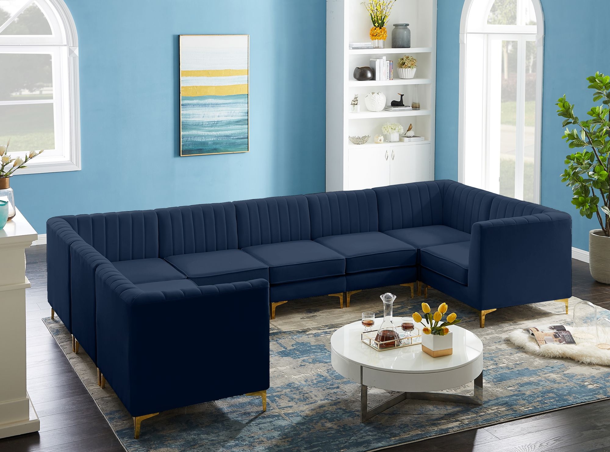 Alina 145" x 93" 8-Piece Velvet Modular Sectional