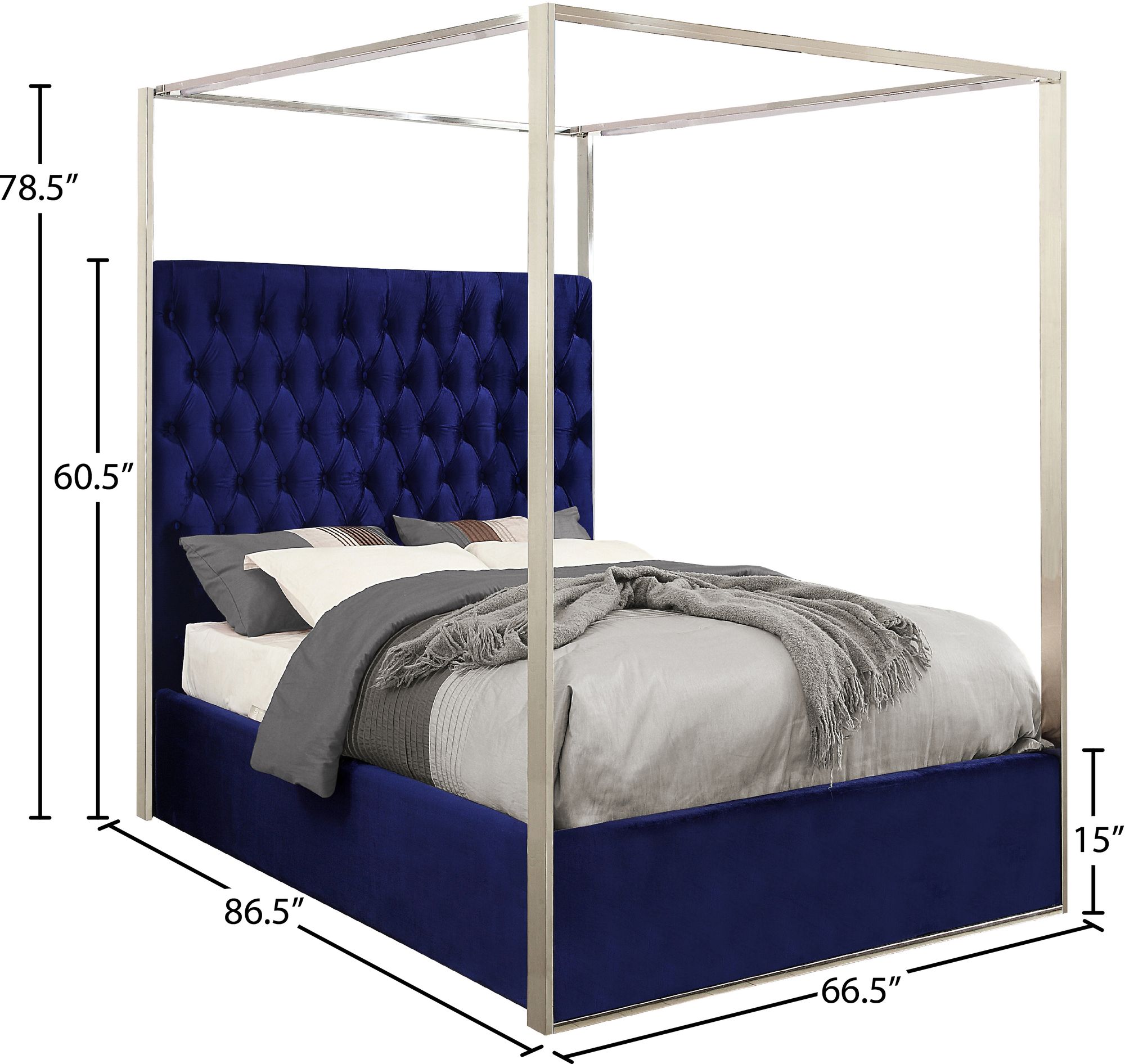 Porter Velvet Queen Size Canopy Bed