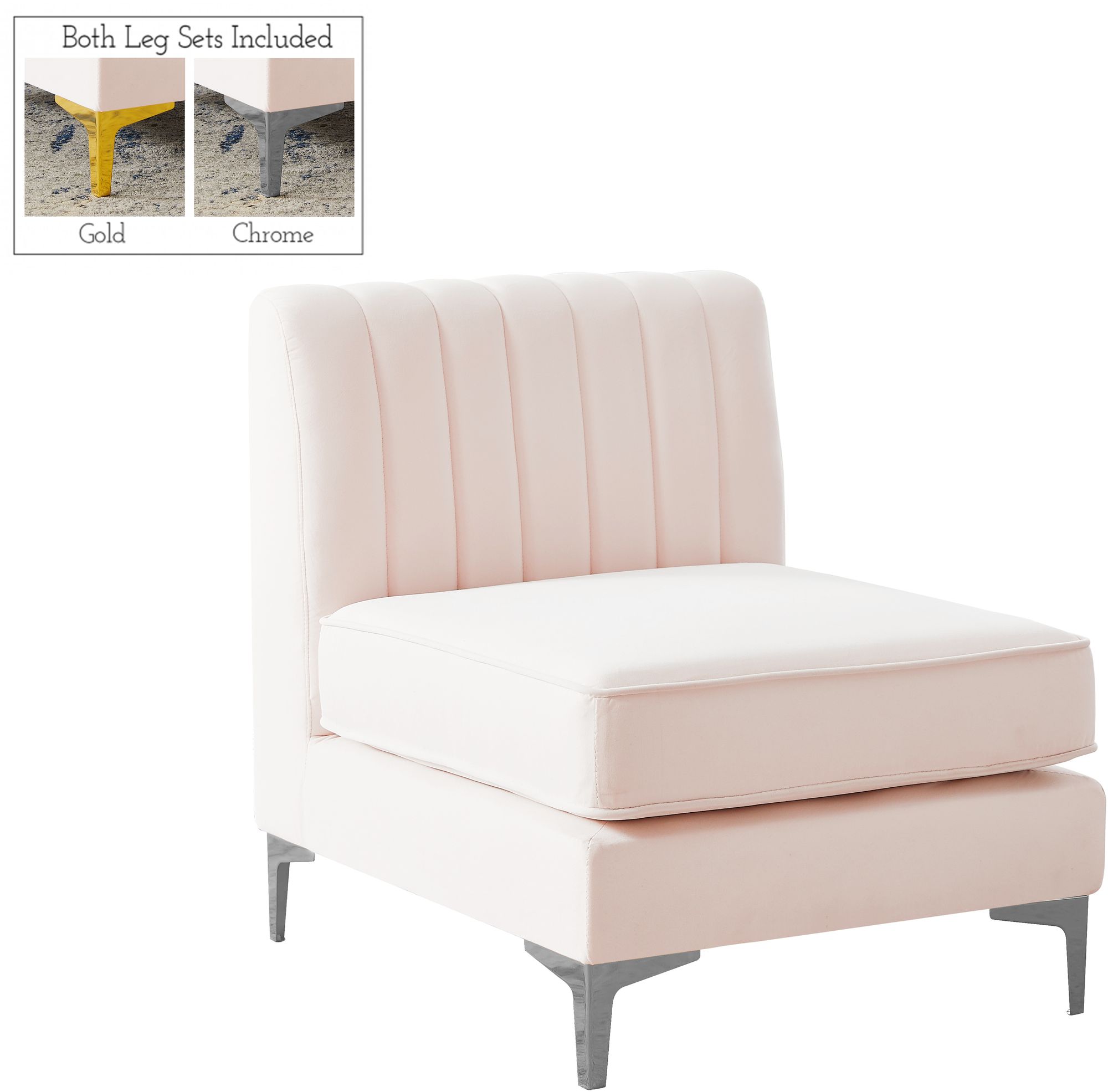 Alina Velvet Modular Armless Chair