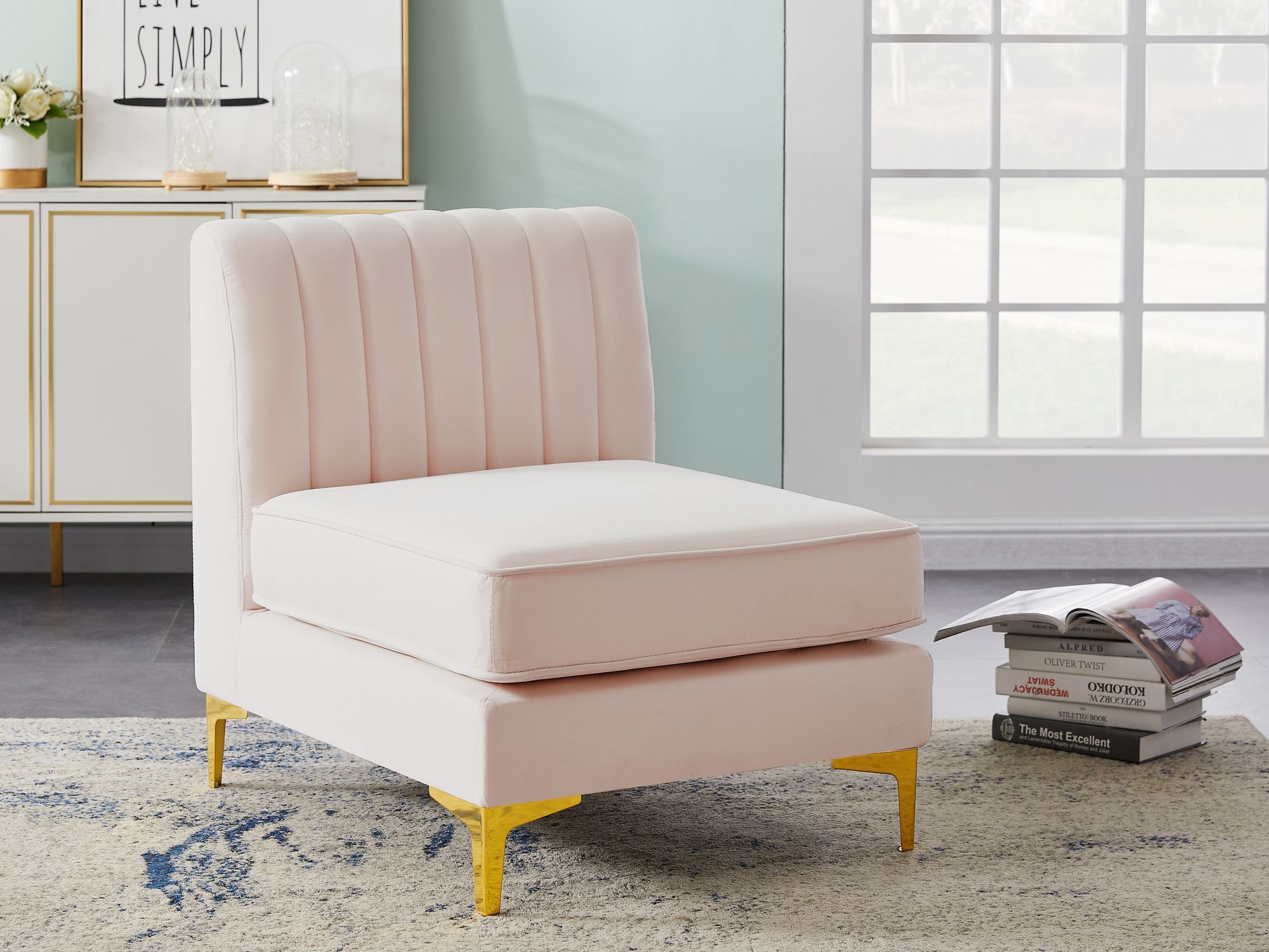 Alina Velvet Modular Armless Chair