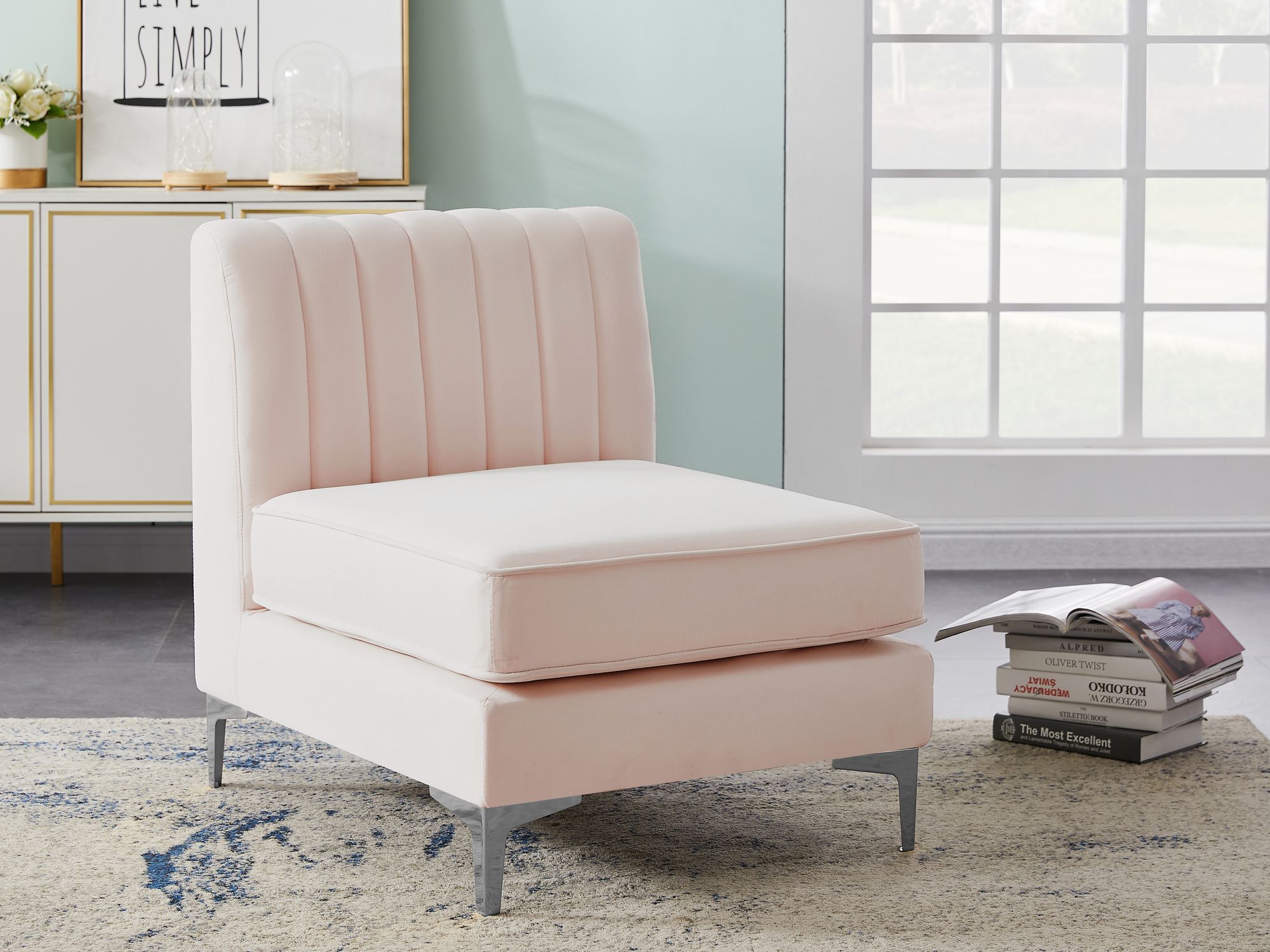 Alina Velvet Modular Armless Chair