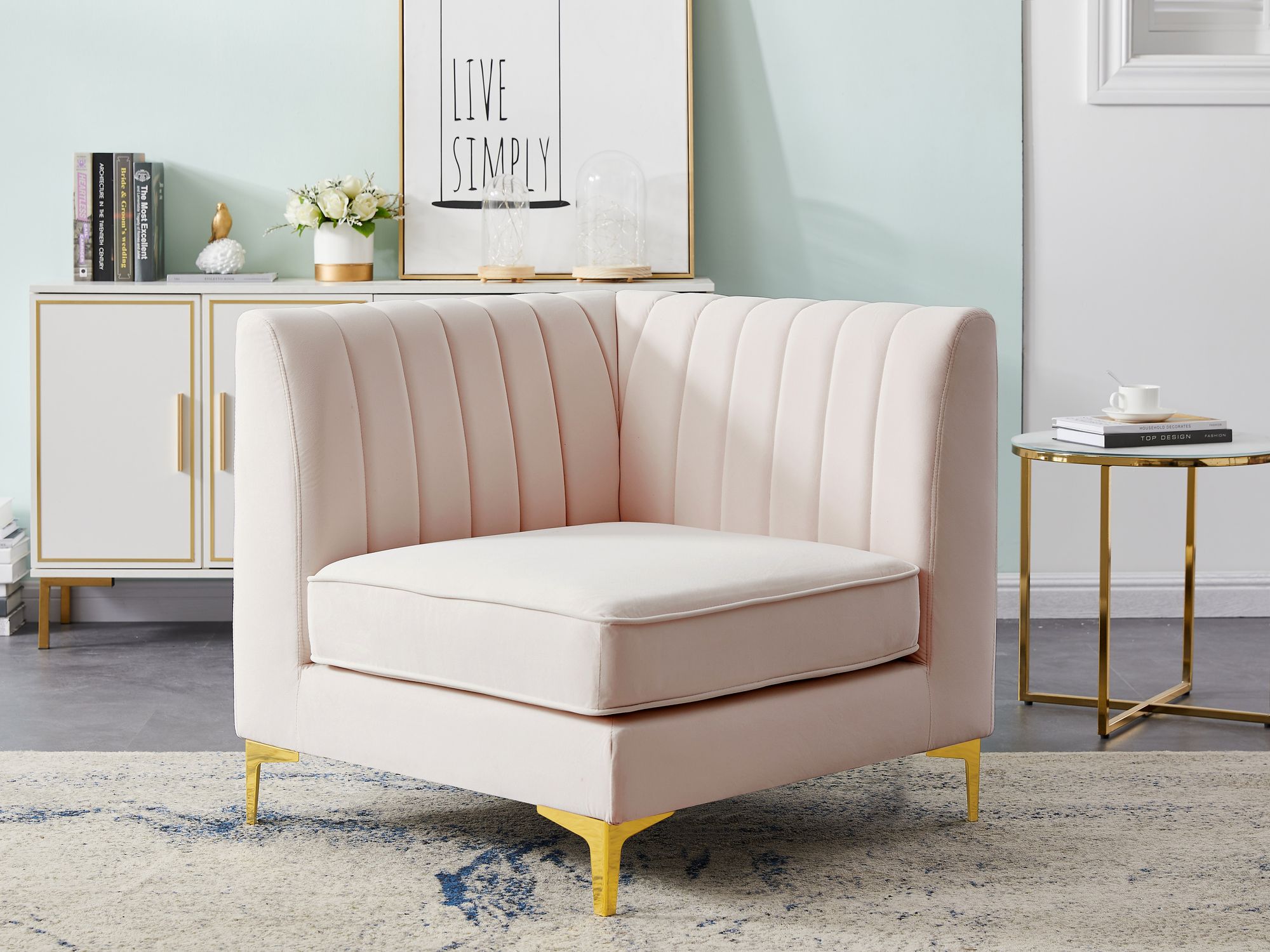 Alina Velvet Modular Corner Chair