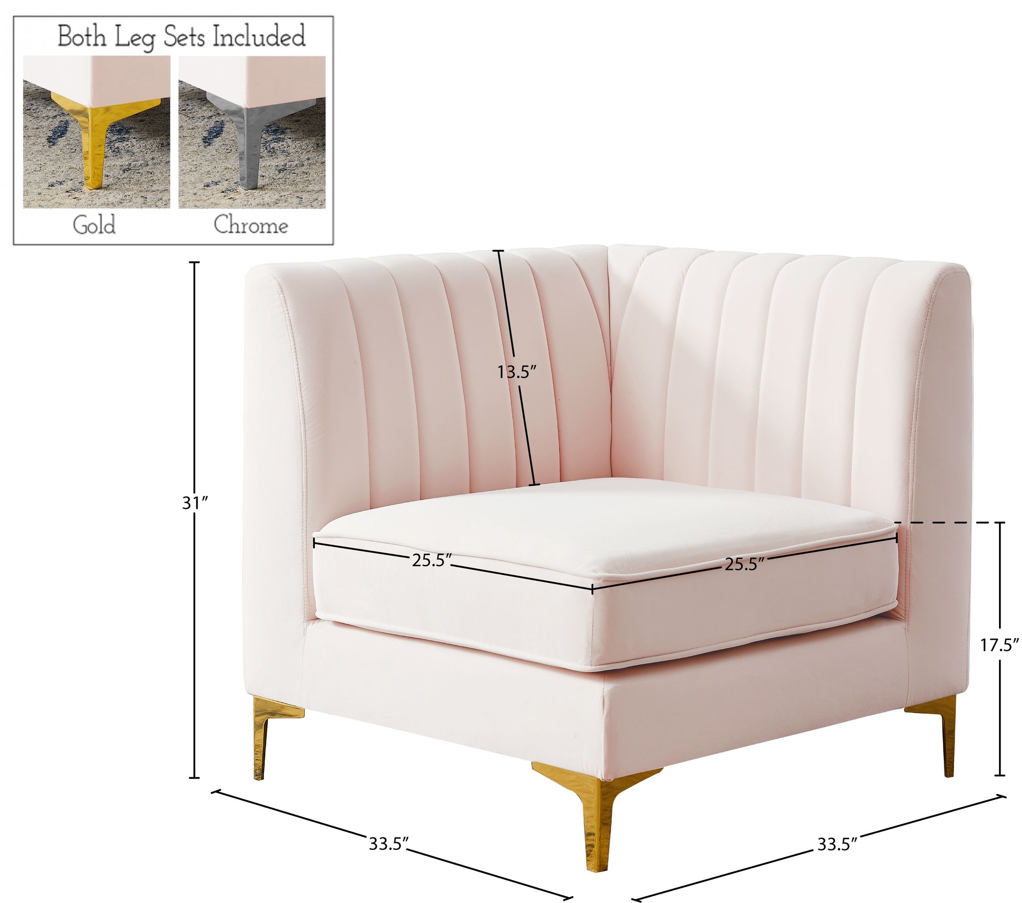 Alina Velvet Modular Corner Chair