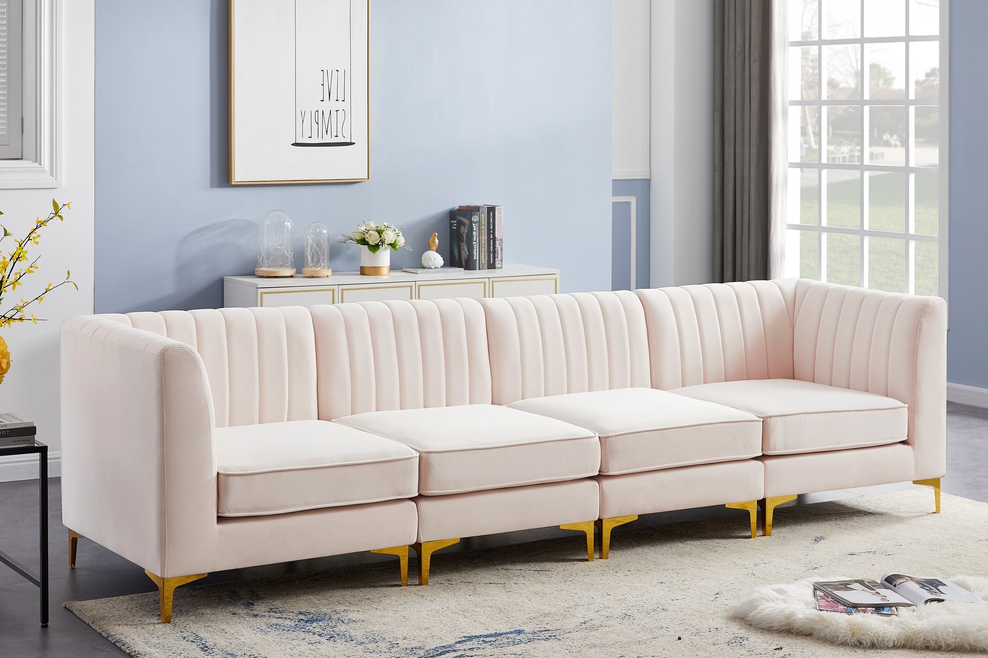 Alina 119" Velvet Modular Sofa