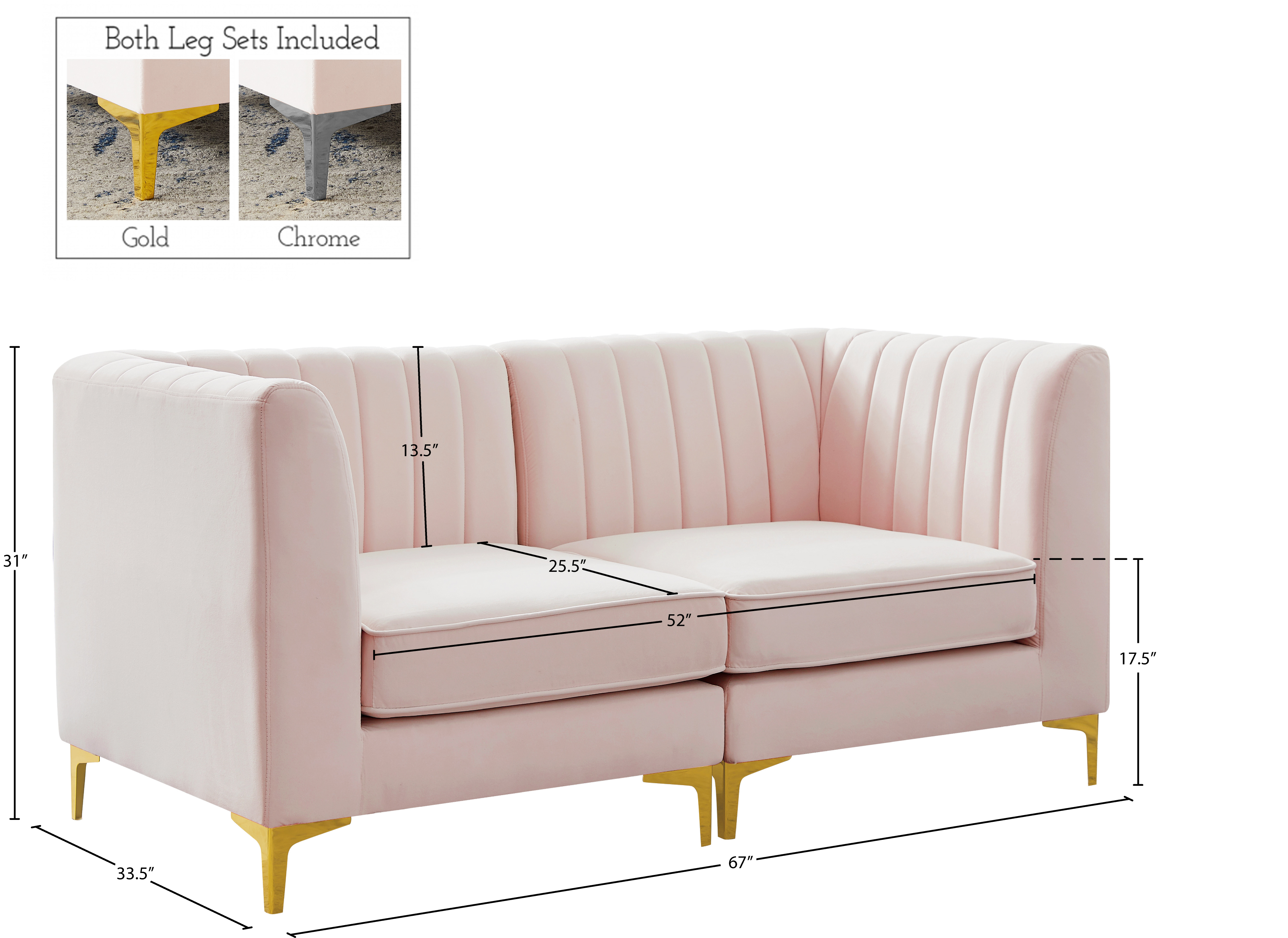 Alina 67" Velvet Modular Sofa