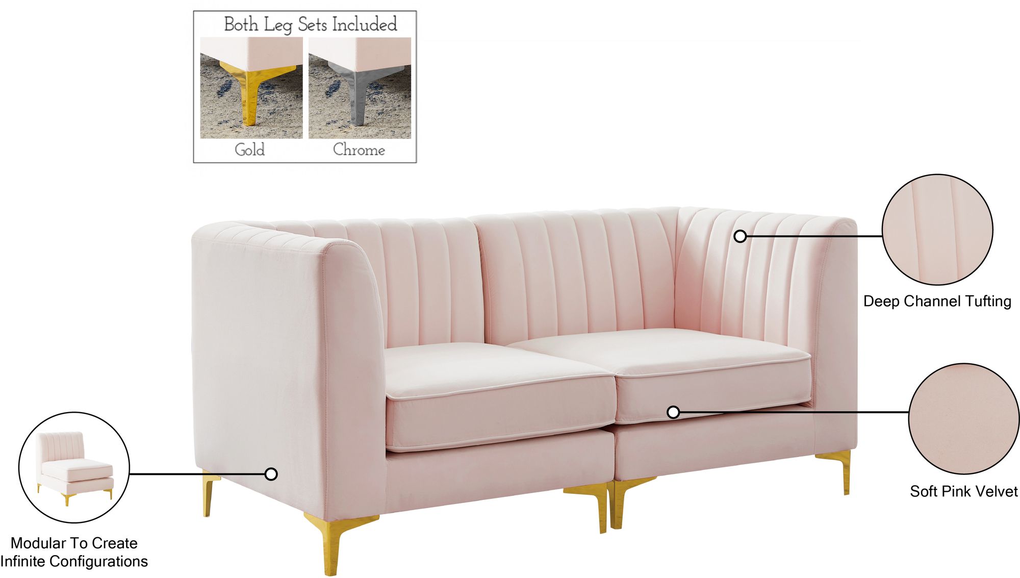 Alina 67" Velvet Modular Sofa