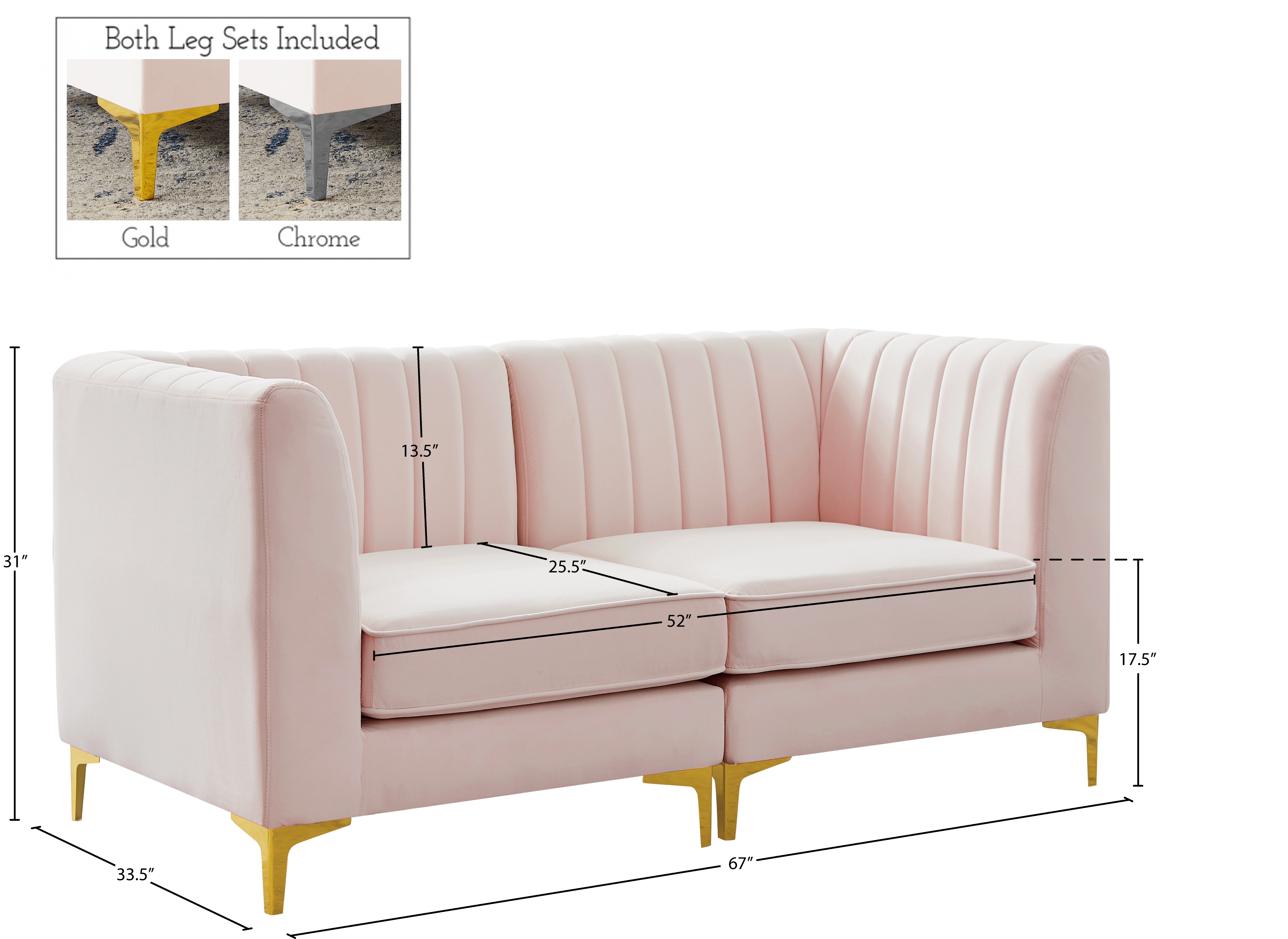Alina 67" Velvet Modular Sofa
