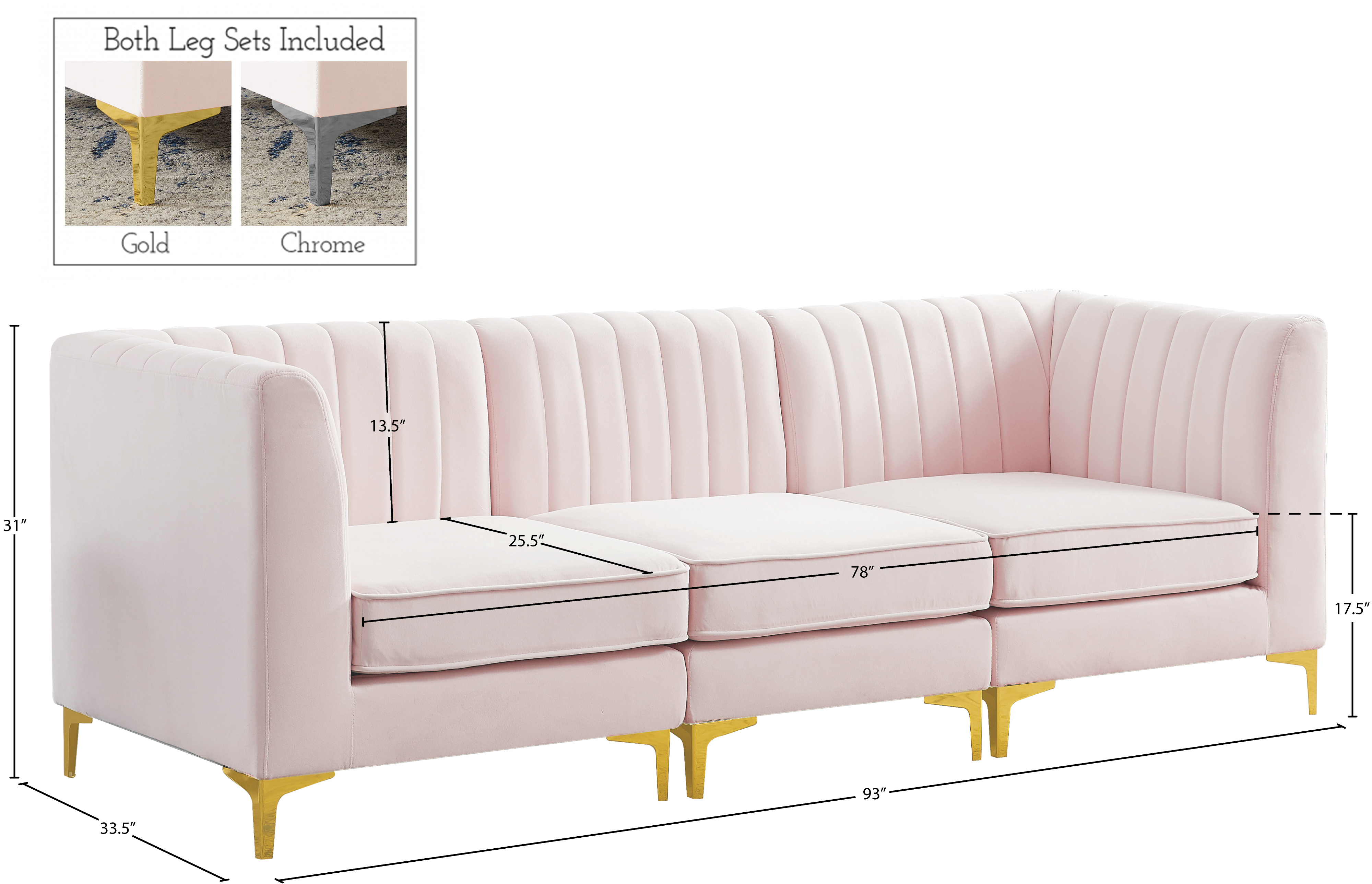 Alina 93" Velvet Modular Sofa