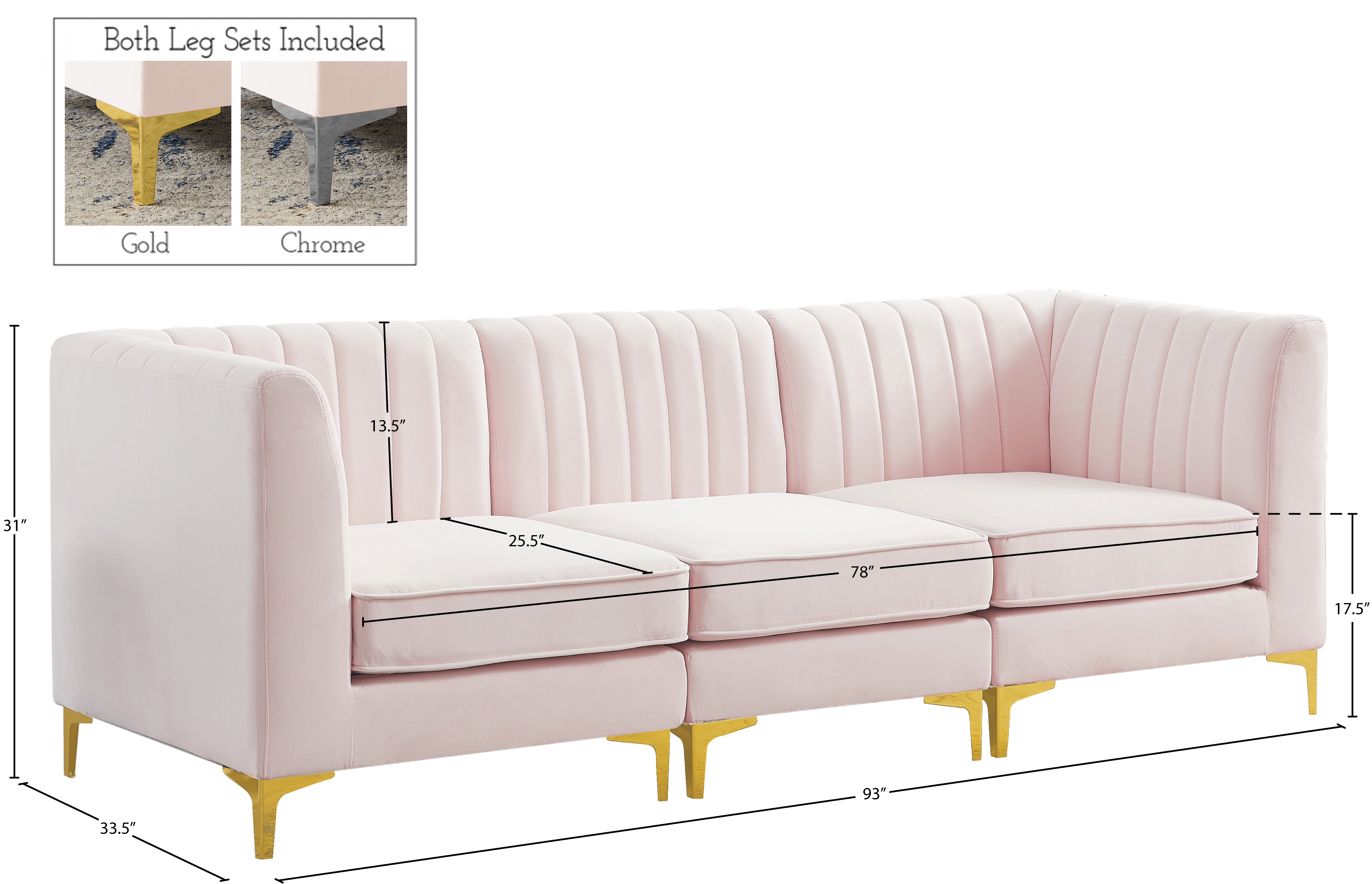 Alina 93" Velvet Modular Sofa
