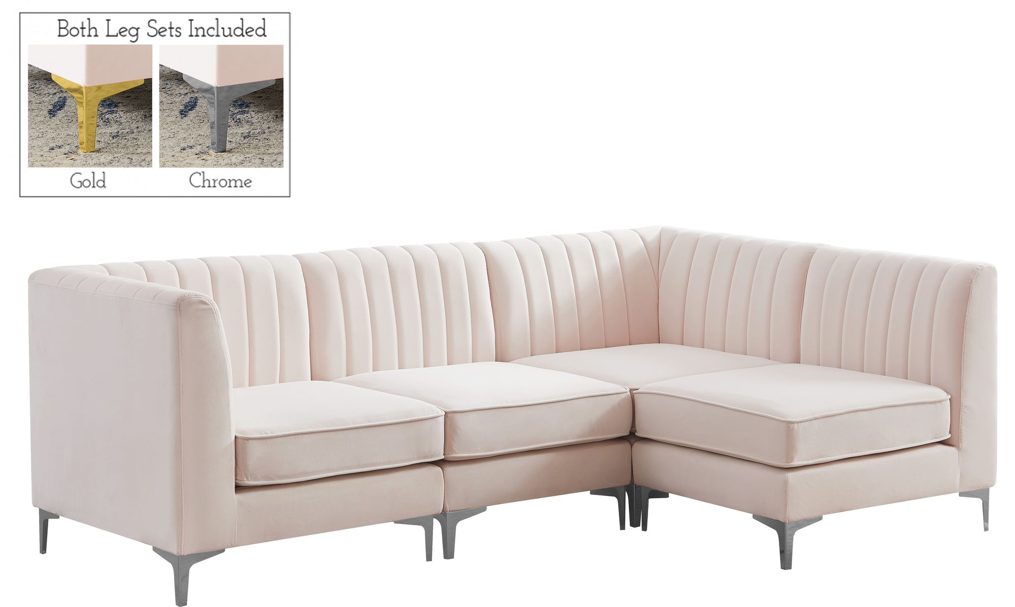 Alina 93" 4-Piece Velvet Modular Sectional