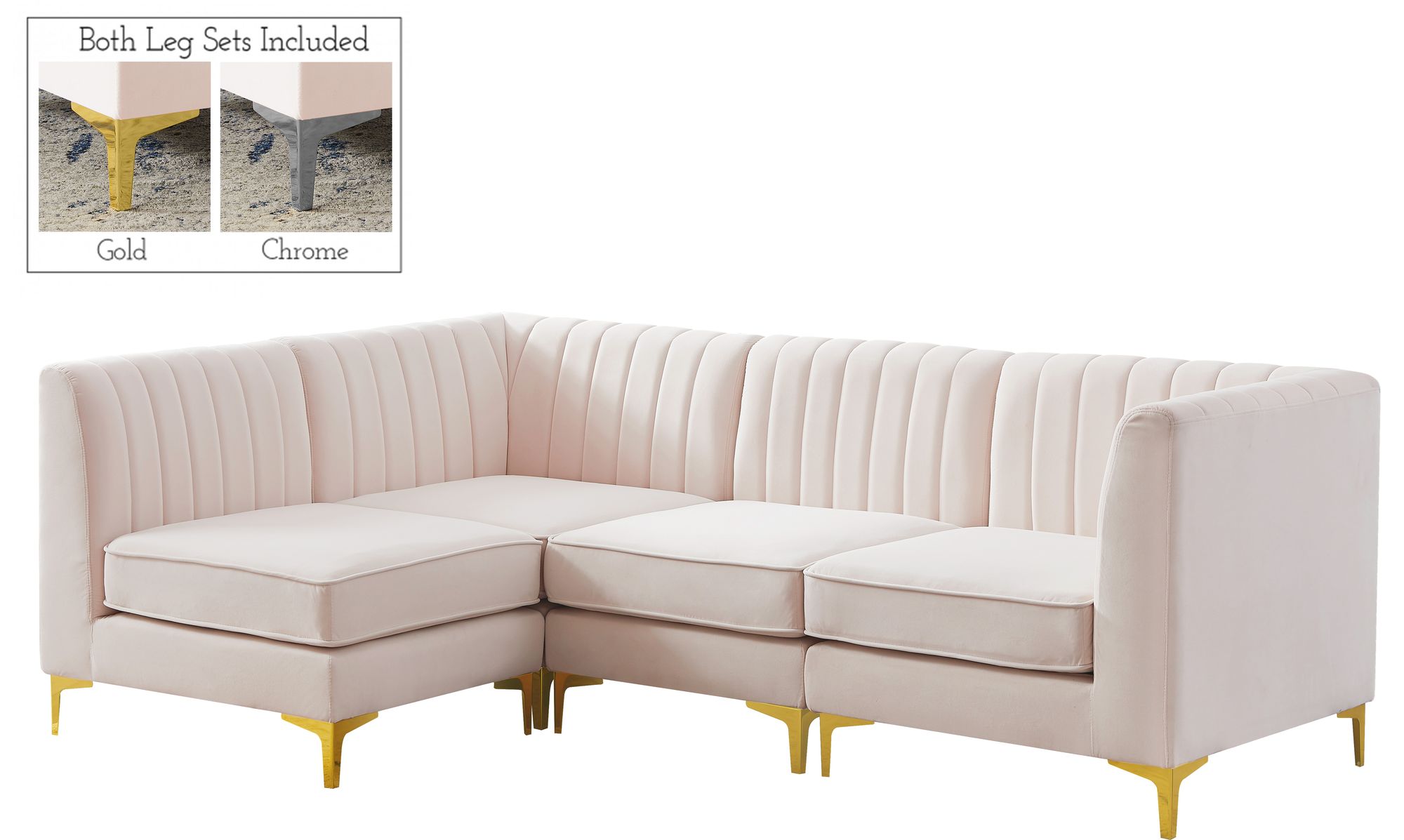 Alina 93" 4-Piece Velvet Modular Sectional