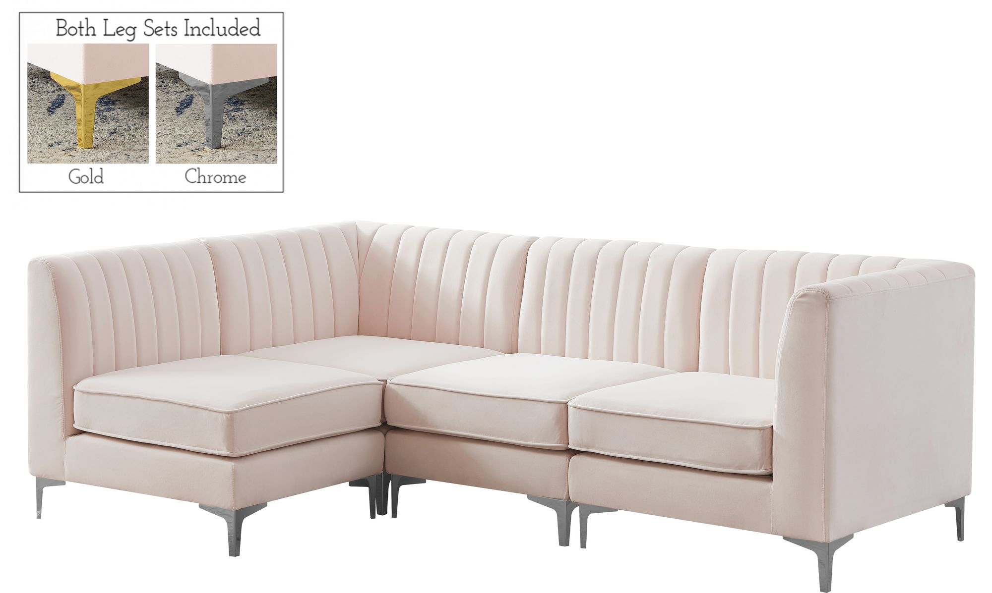 Alina 93" 4-Piece Velvet Modular Sectional