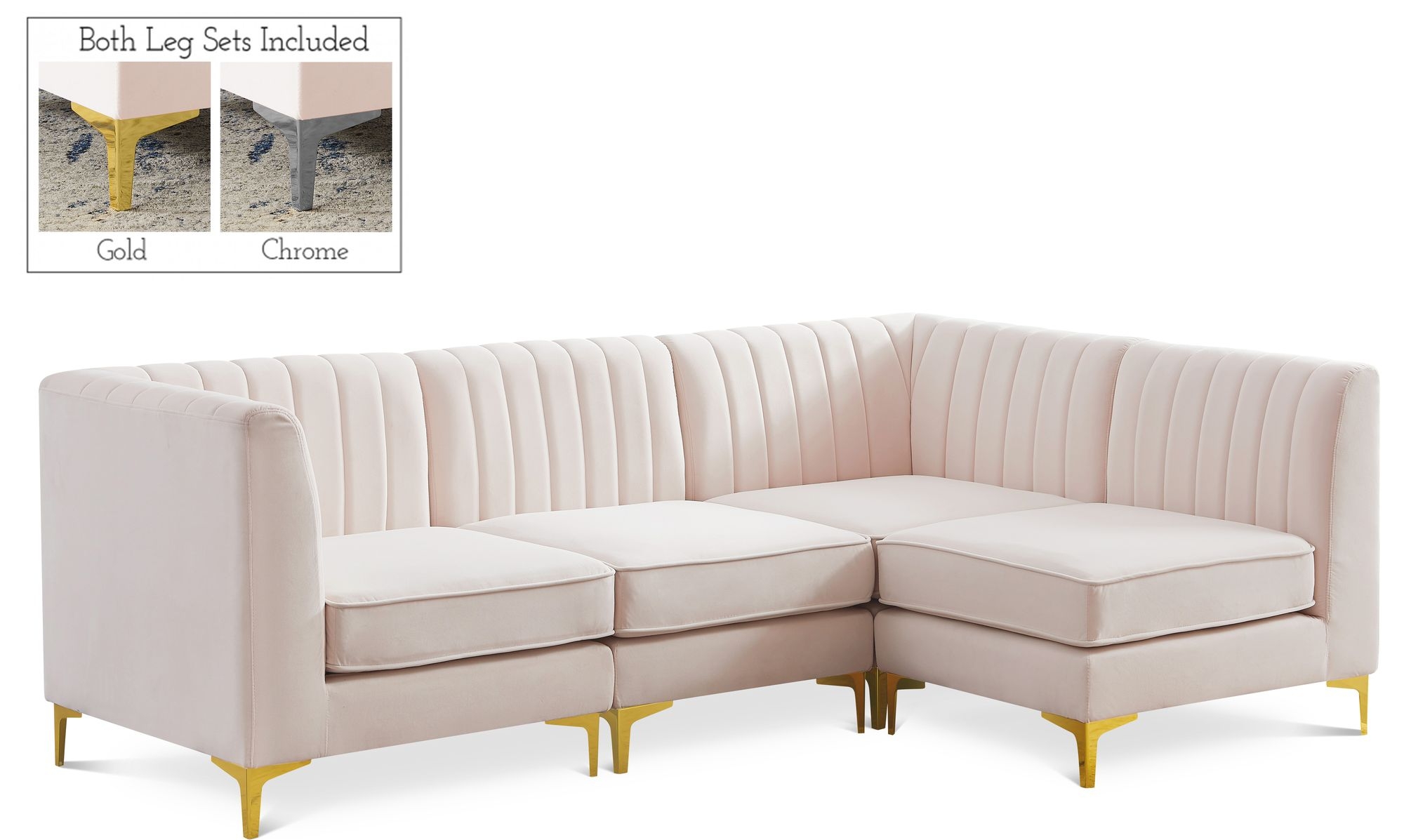 Alina 93" 4-Piece Velvet Modular Sectional