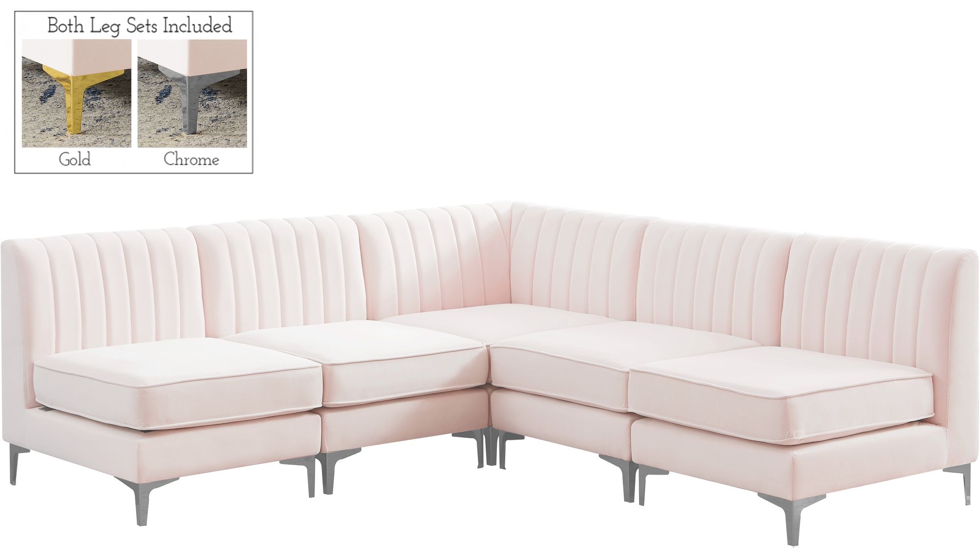 Alina 85.5" 5-Piece Velvet Modular Sectional