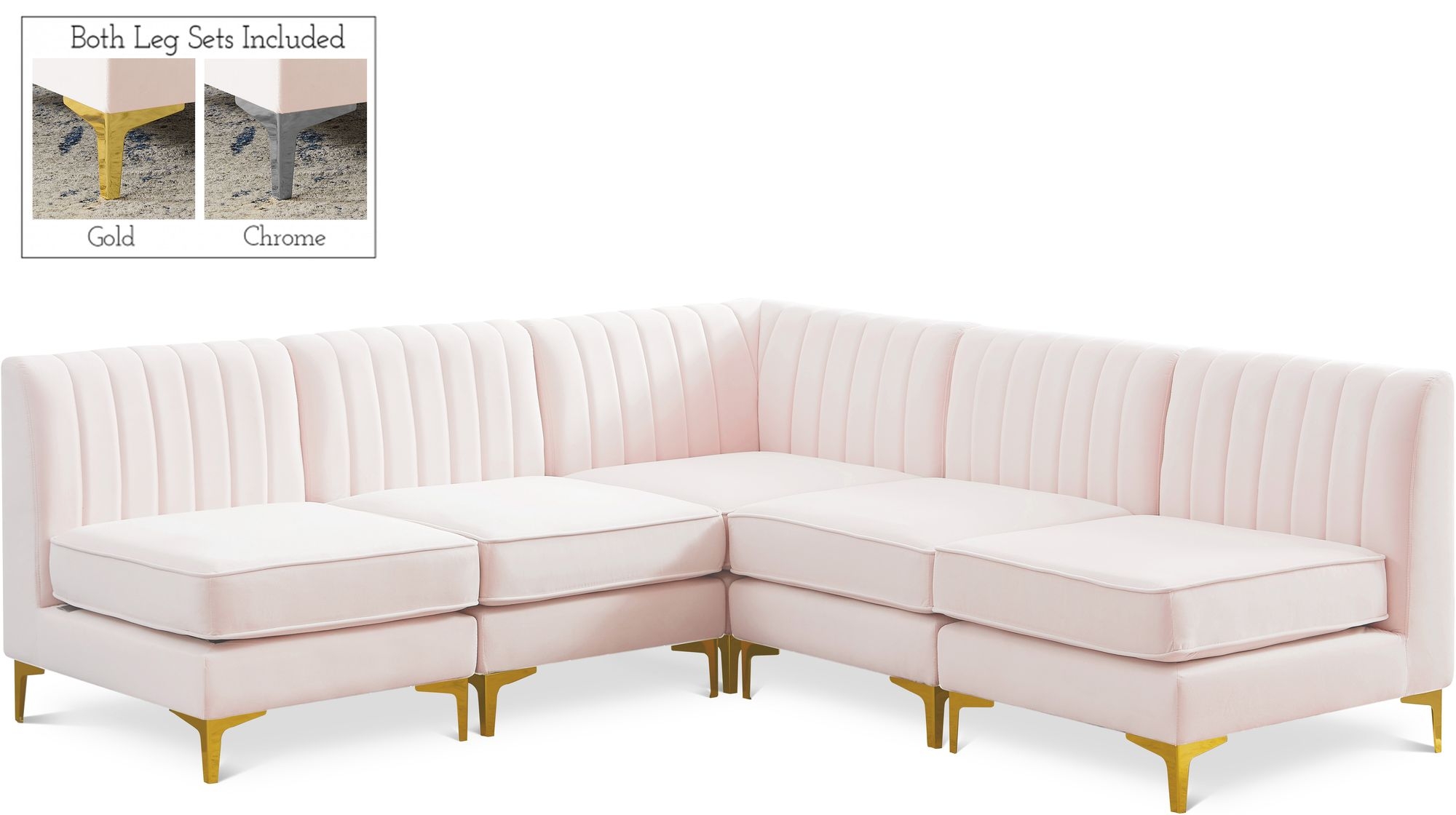 Alina 85.5" 5-Piece Velvet Modular Sectional