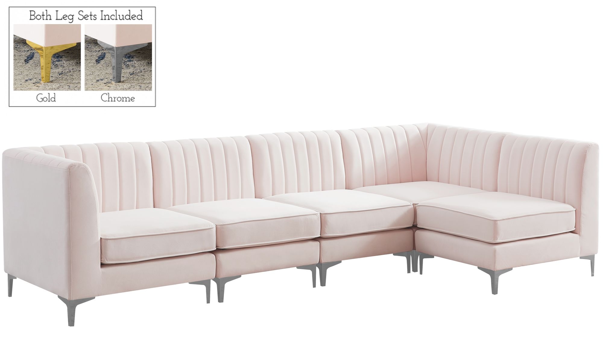 Alina 119" 5-Piece Velvet Modular Sectional
