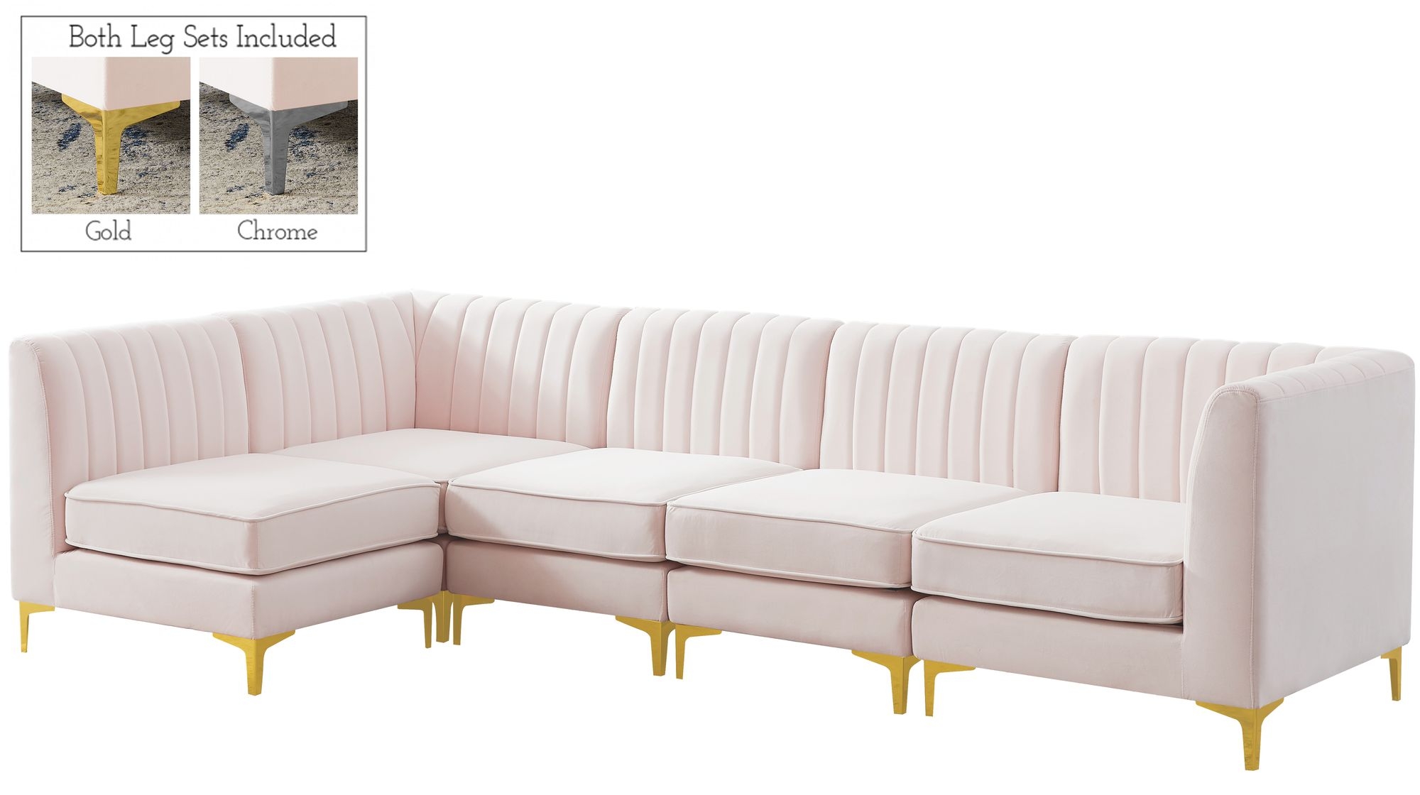 Alina 119" 5-Piece Velvet Modular Sectional