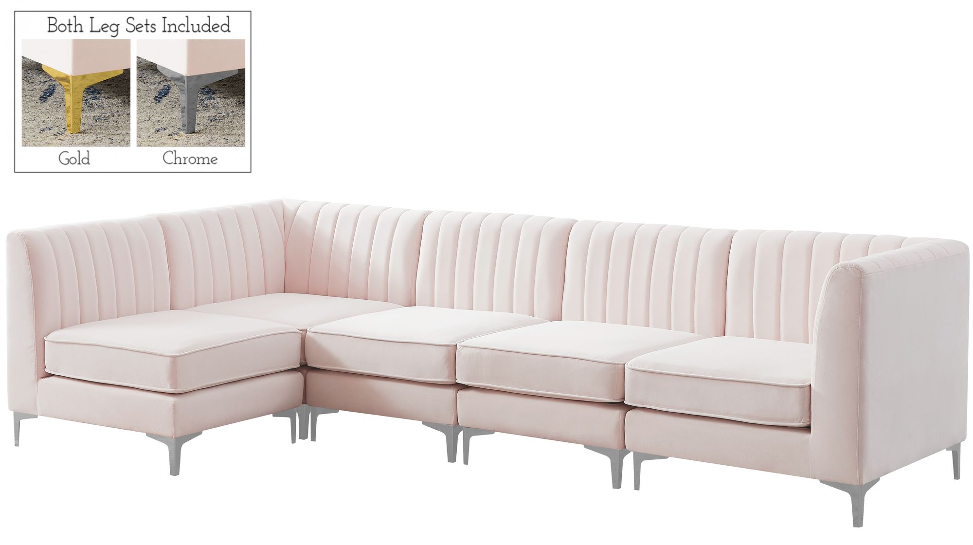 Alina 119" 5-Piece Velvet Modular Sectional