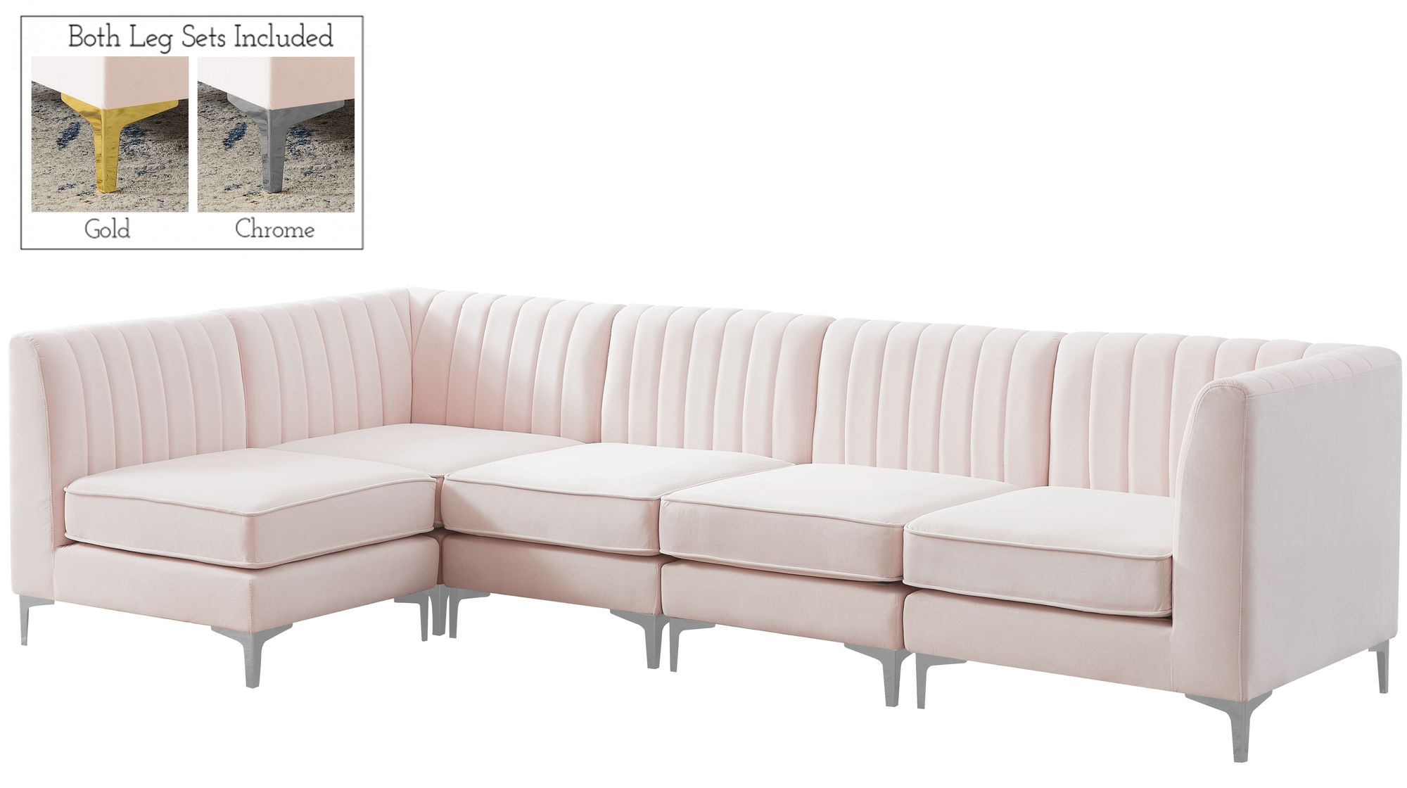 Alina 119" 5-Piece Velvet Modular Sectional