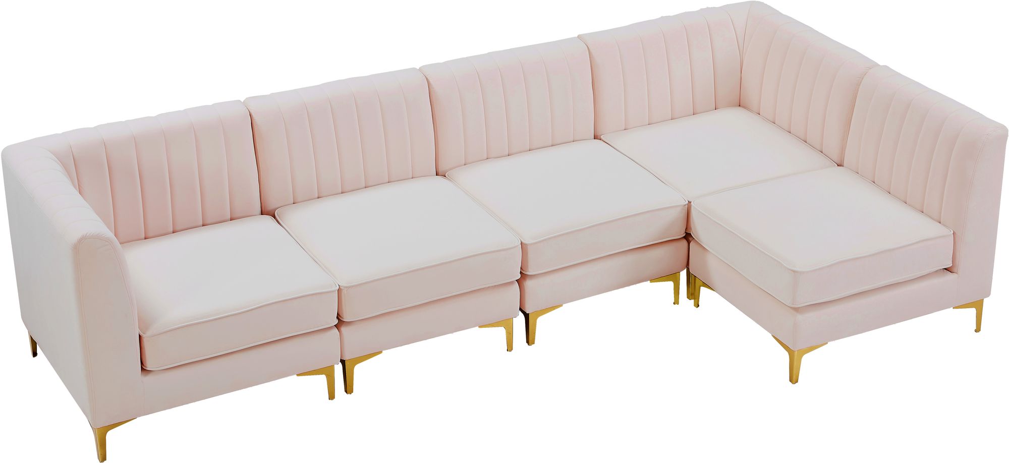 Alina 119" 5-Piece Velvet Modular Sectional