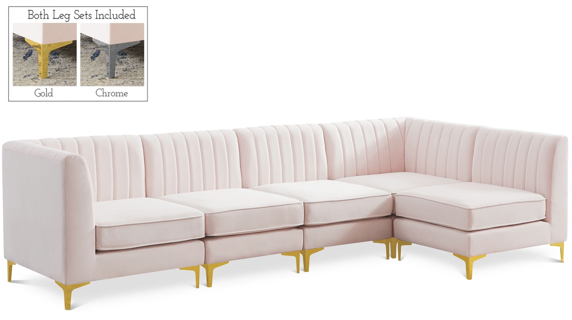 Alina 119" 5-Piece Velvet Modular Sectional