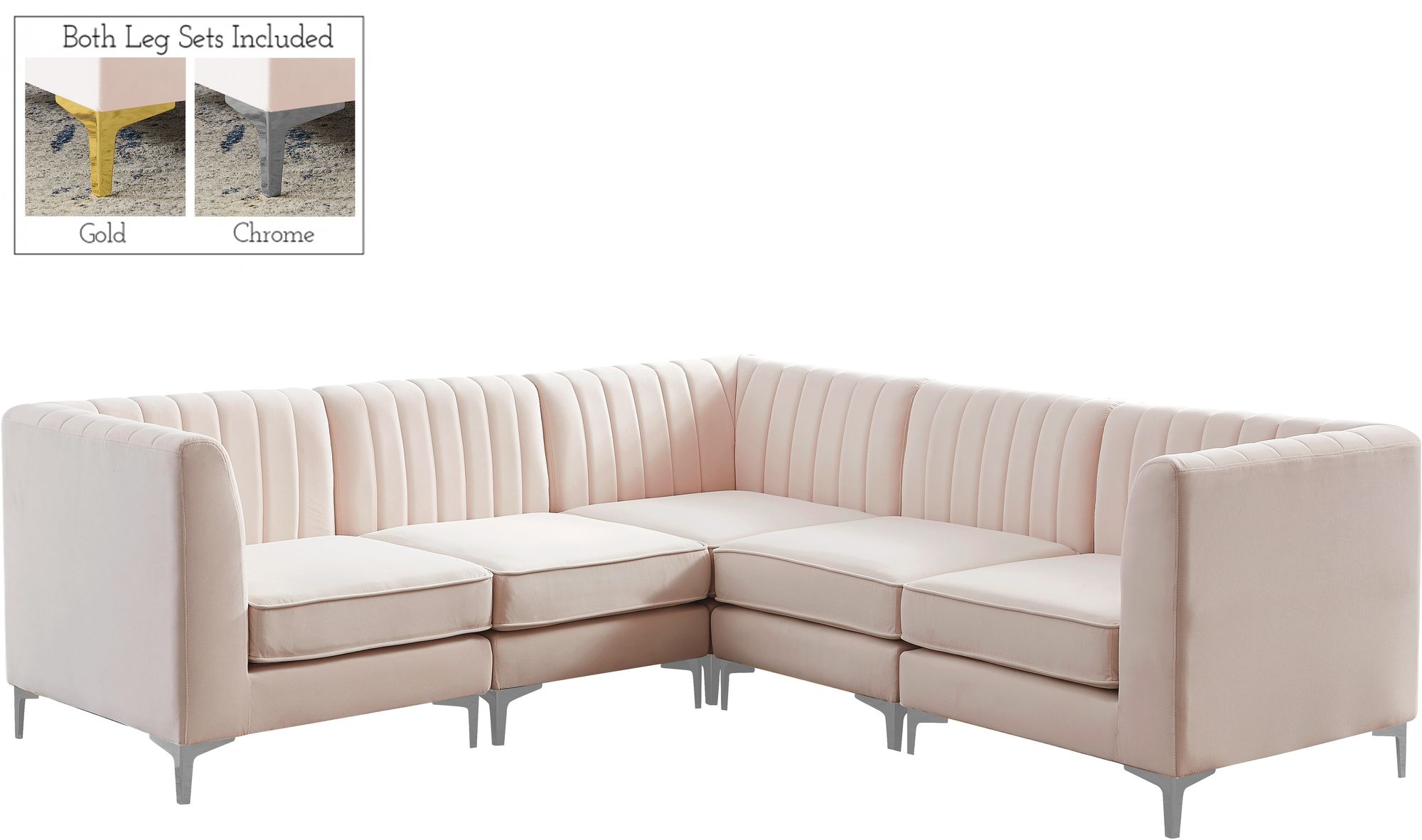 Alina 93" 5-Piece Velvet Modular Sectional