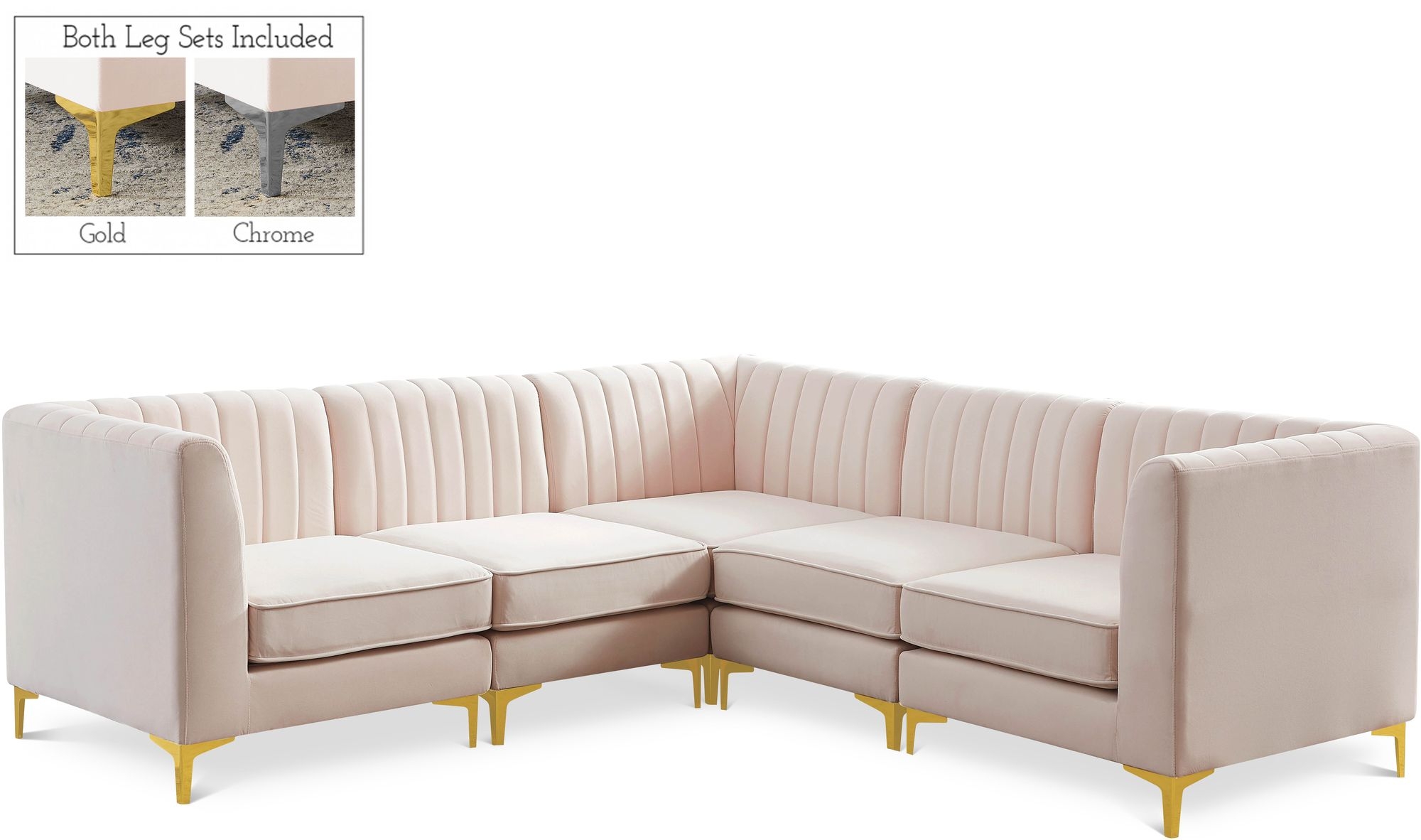 Alina 93" 5-Piece Velvet Modular Sectional