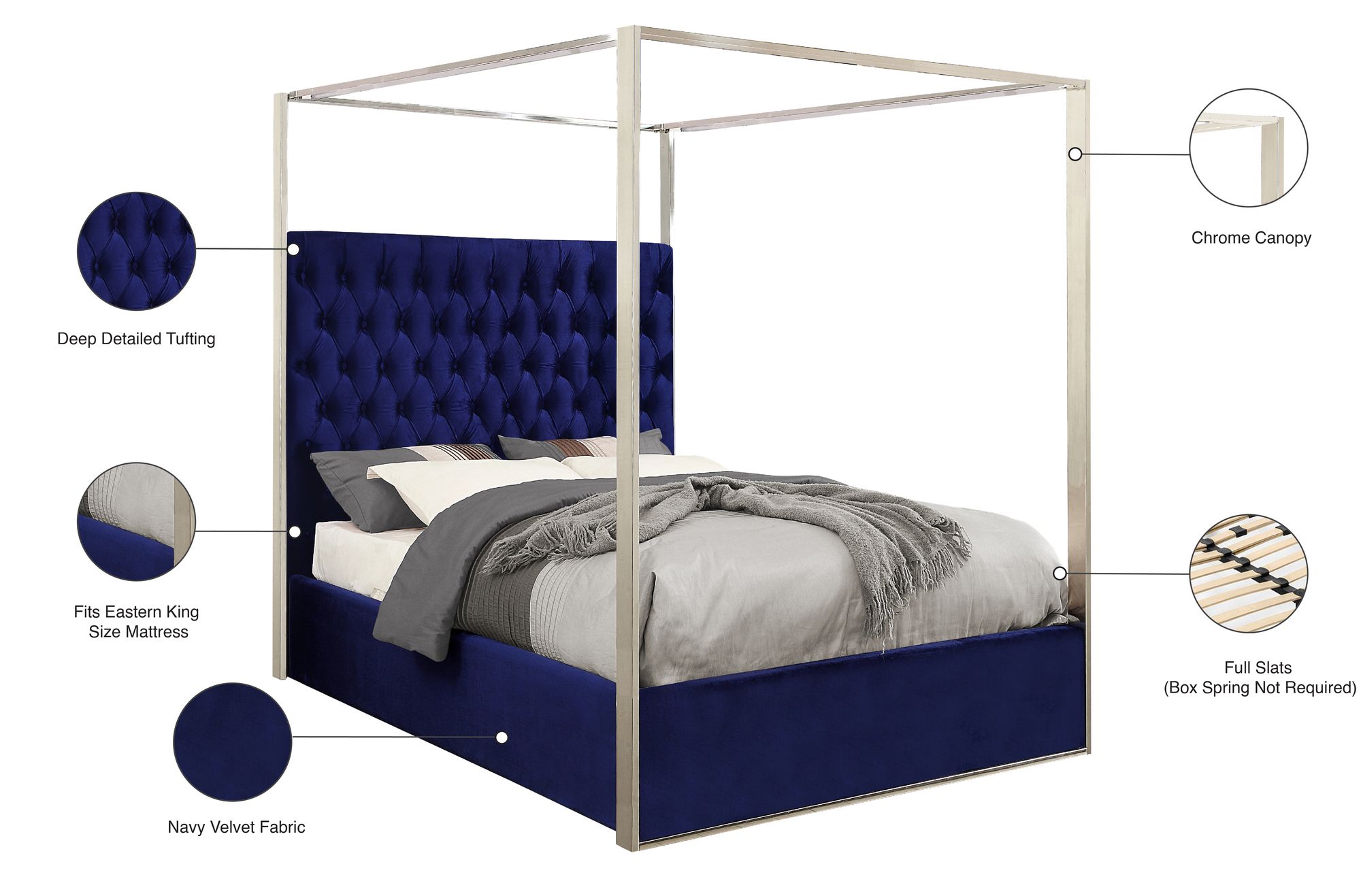 Porter Velvet King Size Canopy Bed