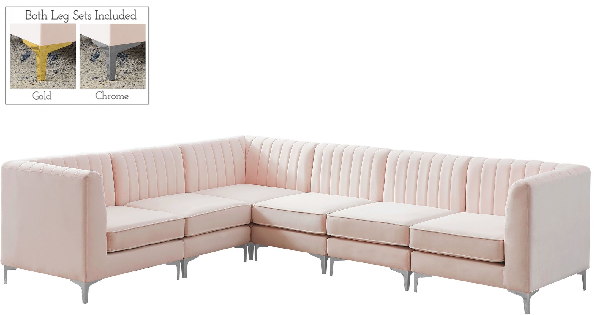 Alina 119" 6-Piece Velvet Modular Sectional