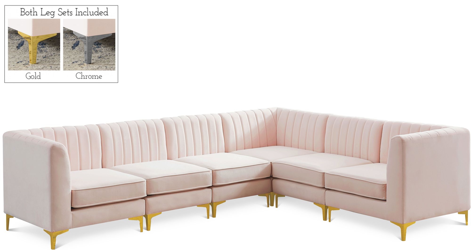 Alina 119" 6-Piece Velvet Modular Sectional