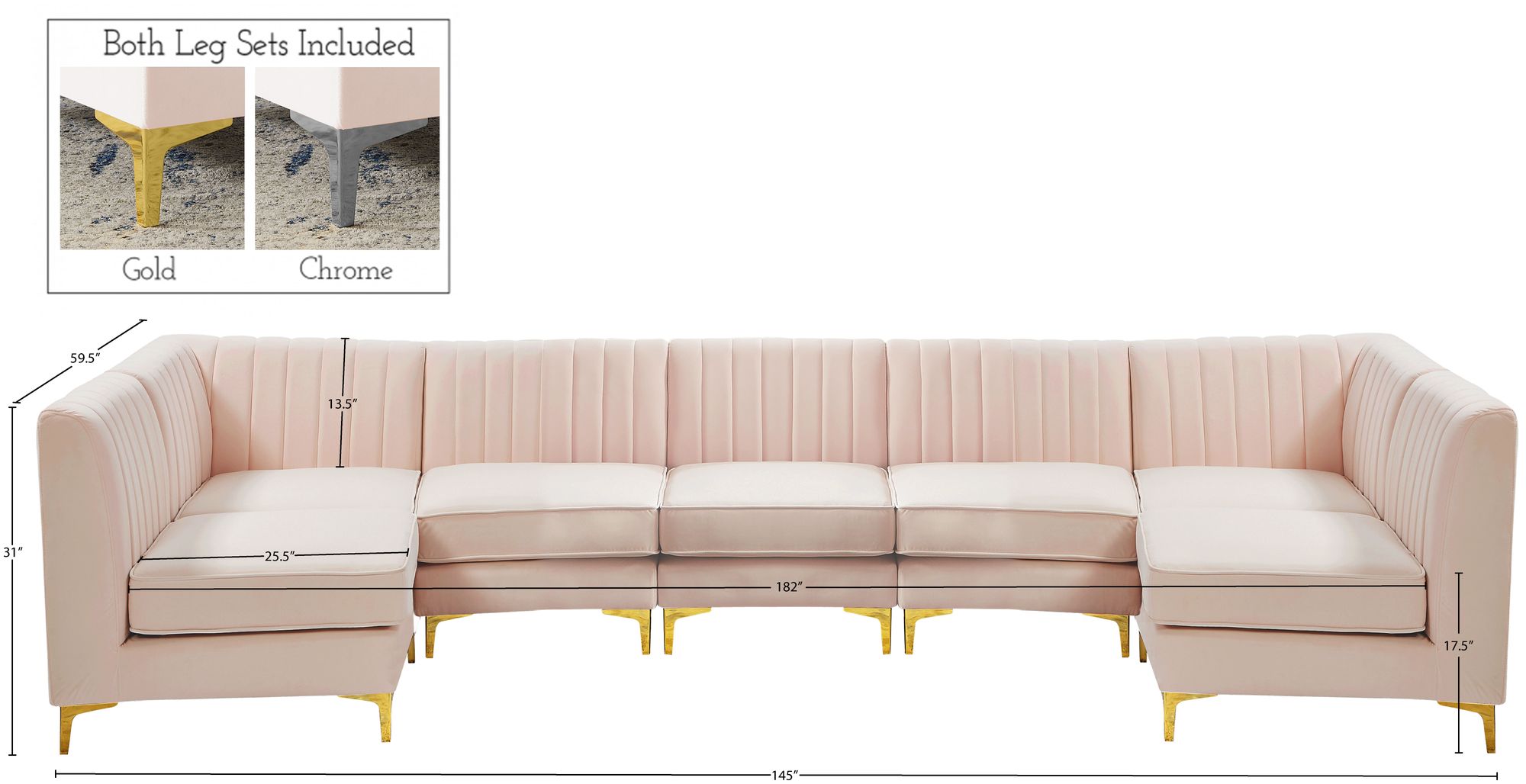 Alina 145" 7-Piece Velvet Modular Sectional