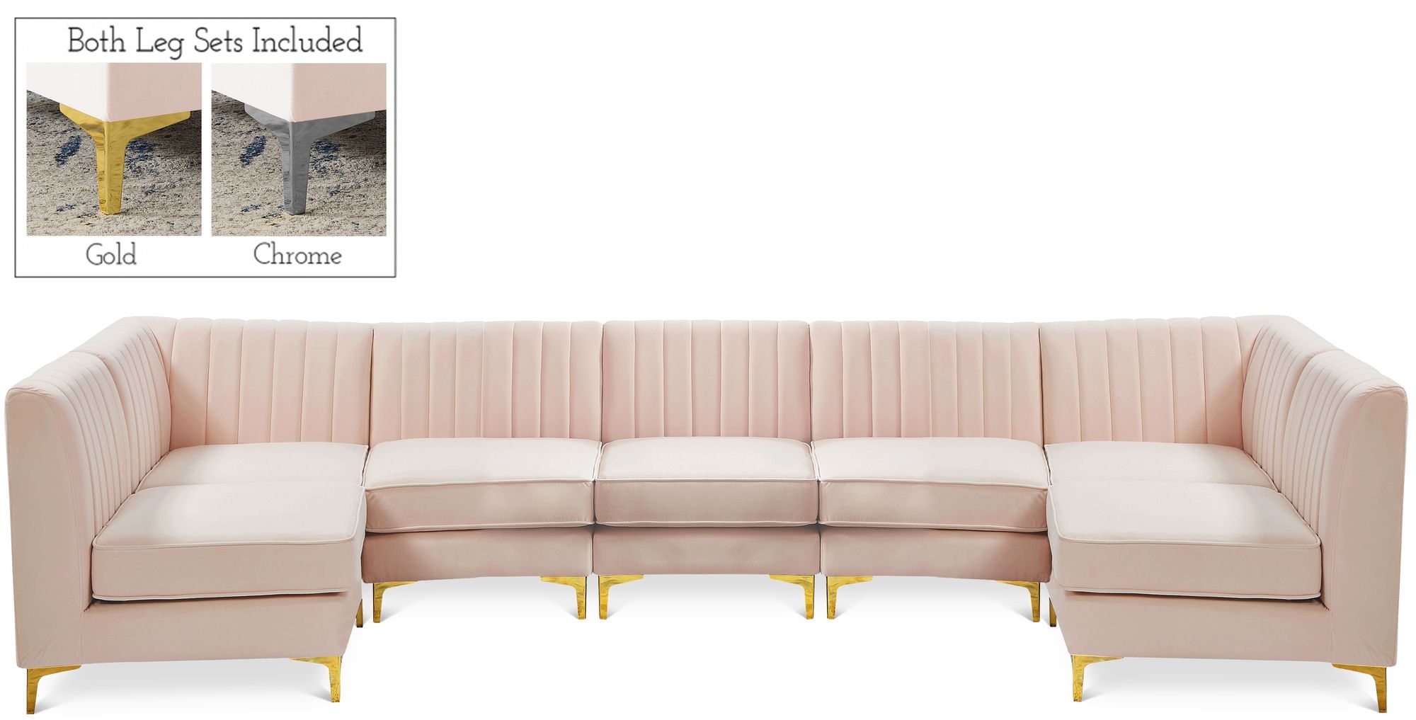 Alina 145" 7-Piece Velvet Modular Sectional