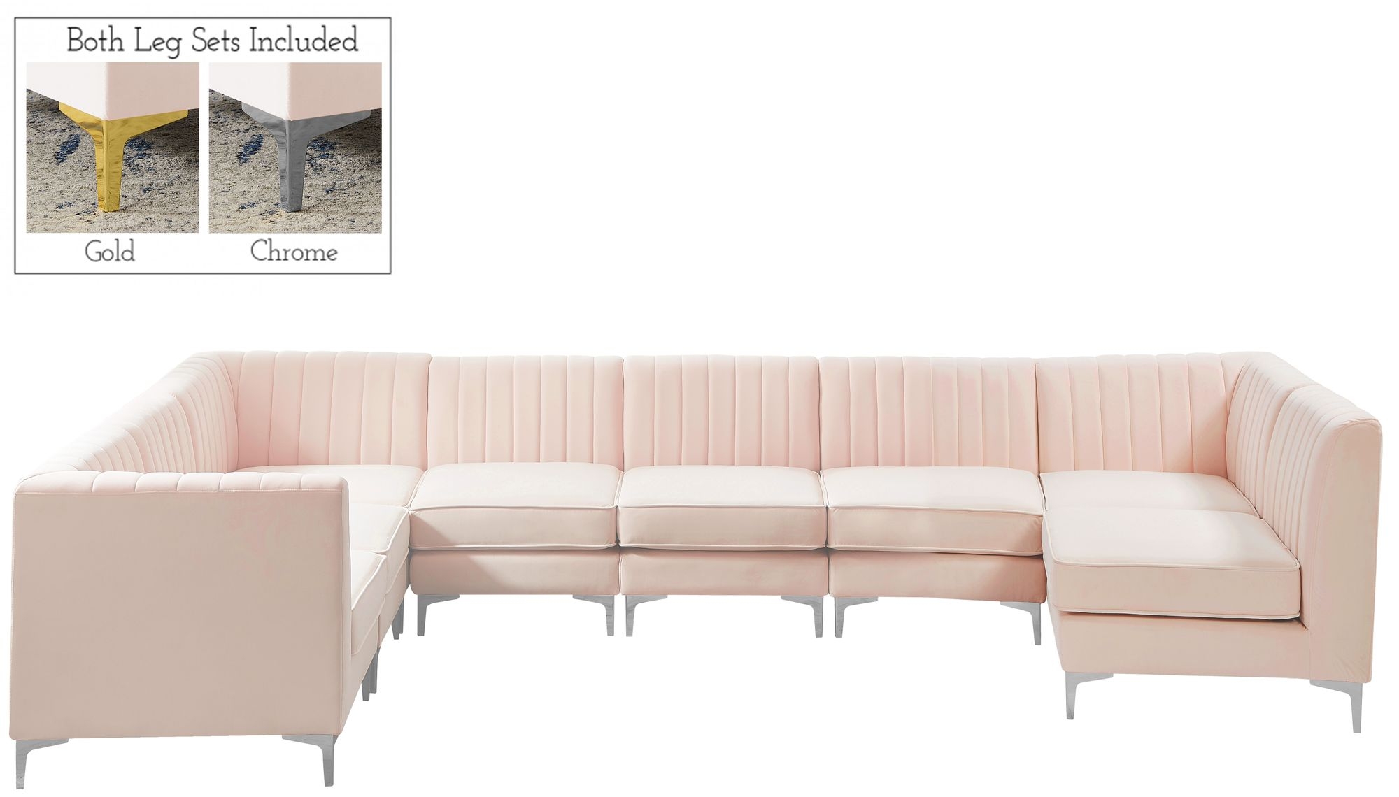 Alina 119" x 119" 8-Piece Velvet Modular Sectional