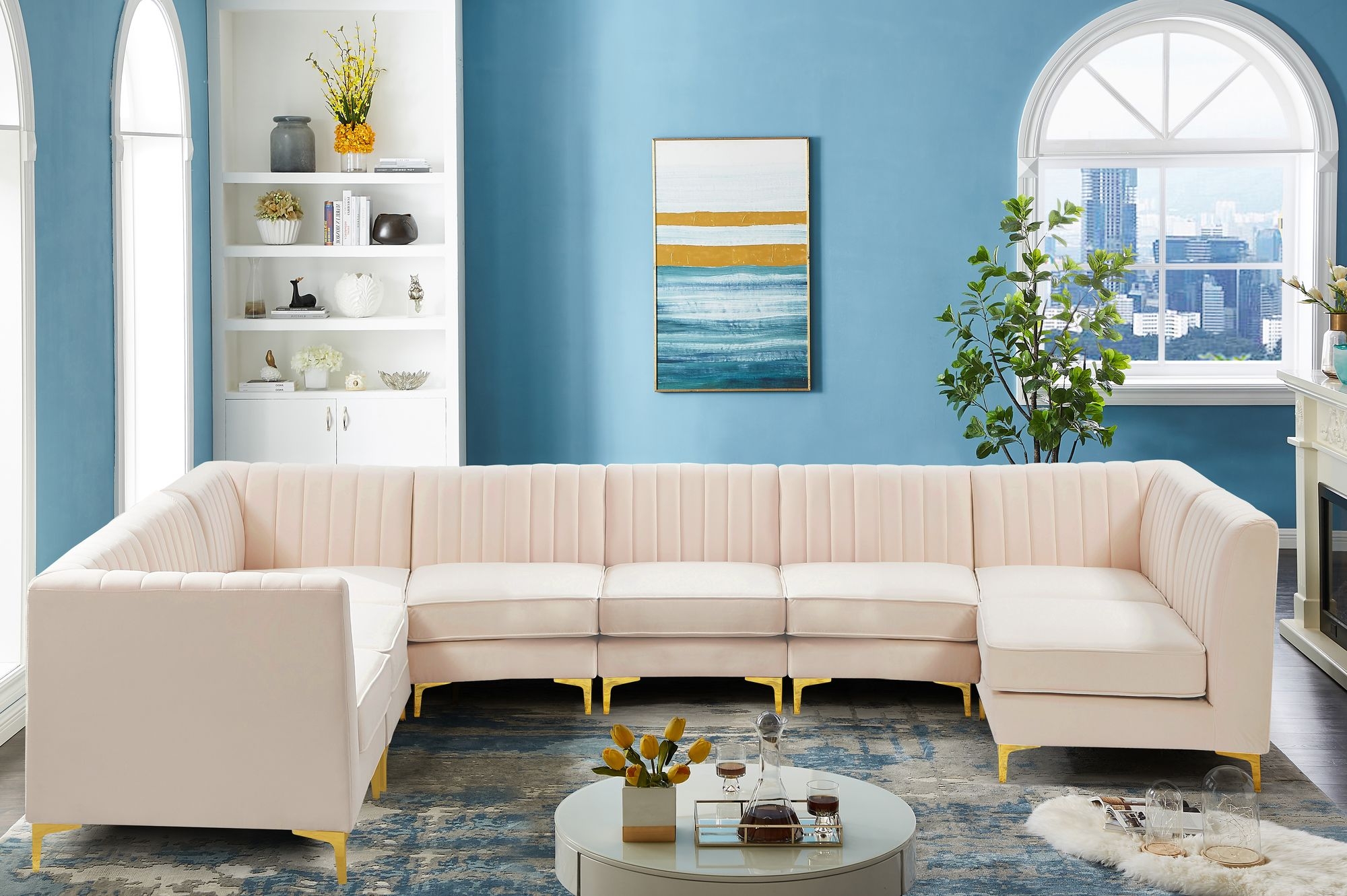 Alina 119" x 119" 8-Piece Velvet Modular Sectional