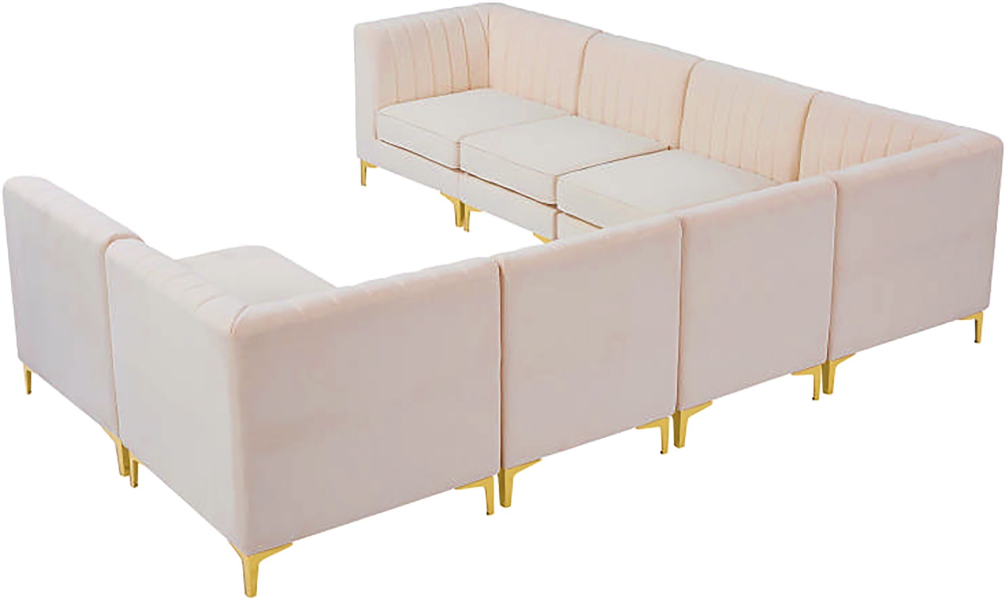Alina 119" x 119" 8-Piece Velvet Modular Sectional