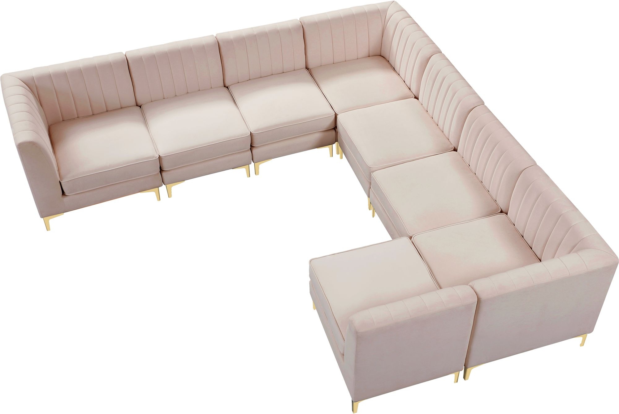 Alina 119" x 119" 8-Piece Velvet Modular Sectional