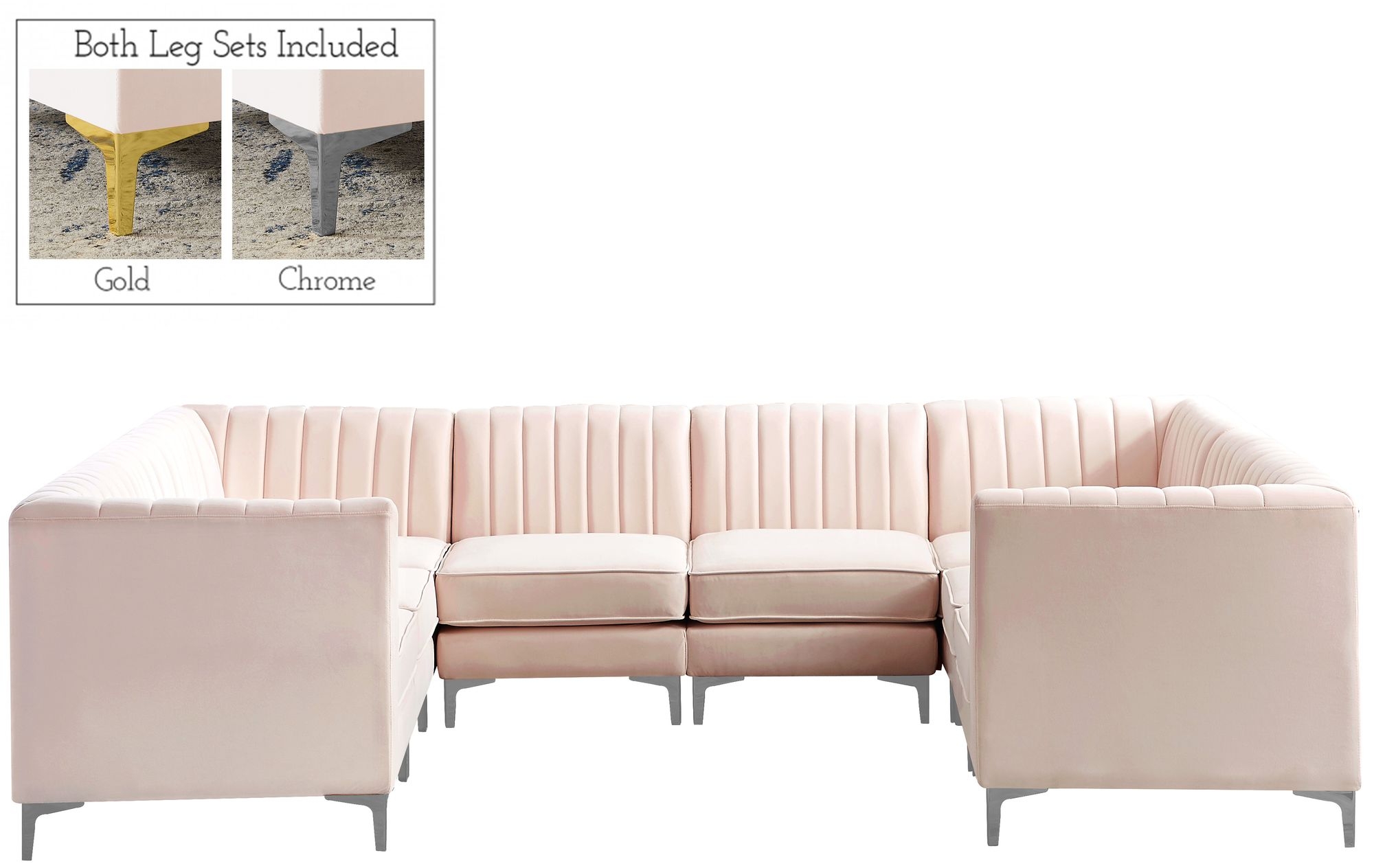 Alina 119" x 93" 8-Piece Velvet Modular Sectional