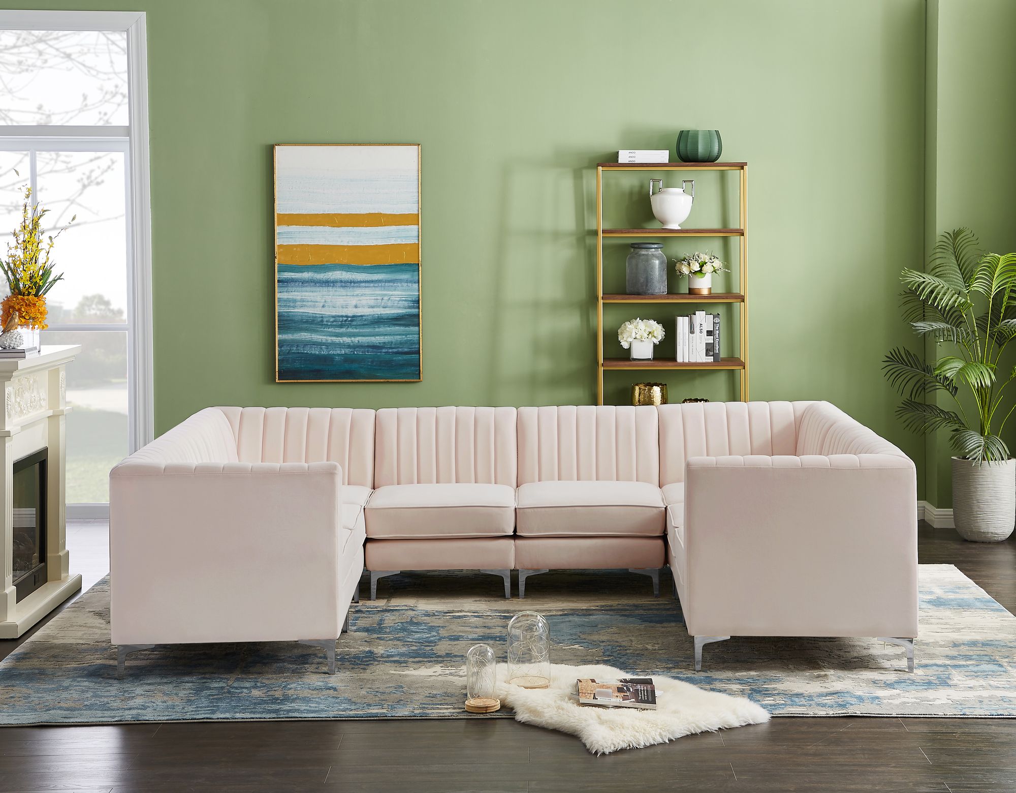 Alina 119" x 93" 8-Piece Velvet Modular Sectional