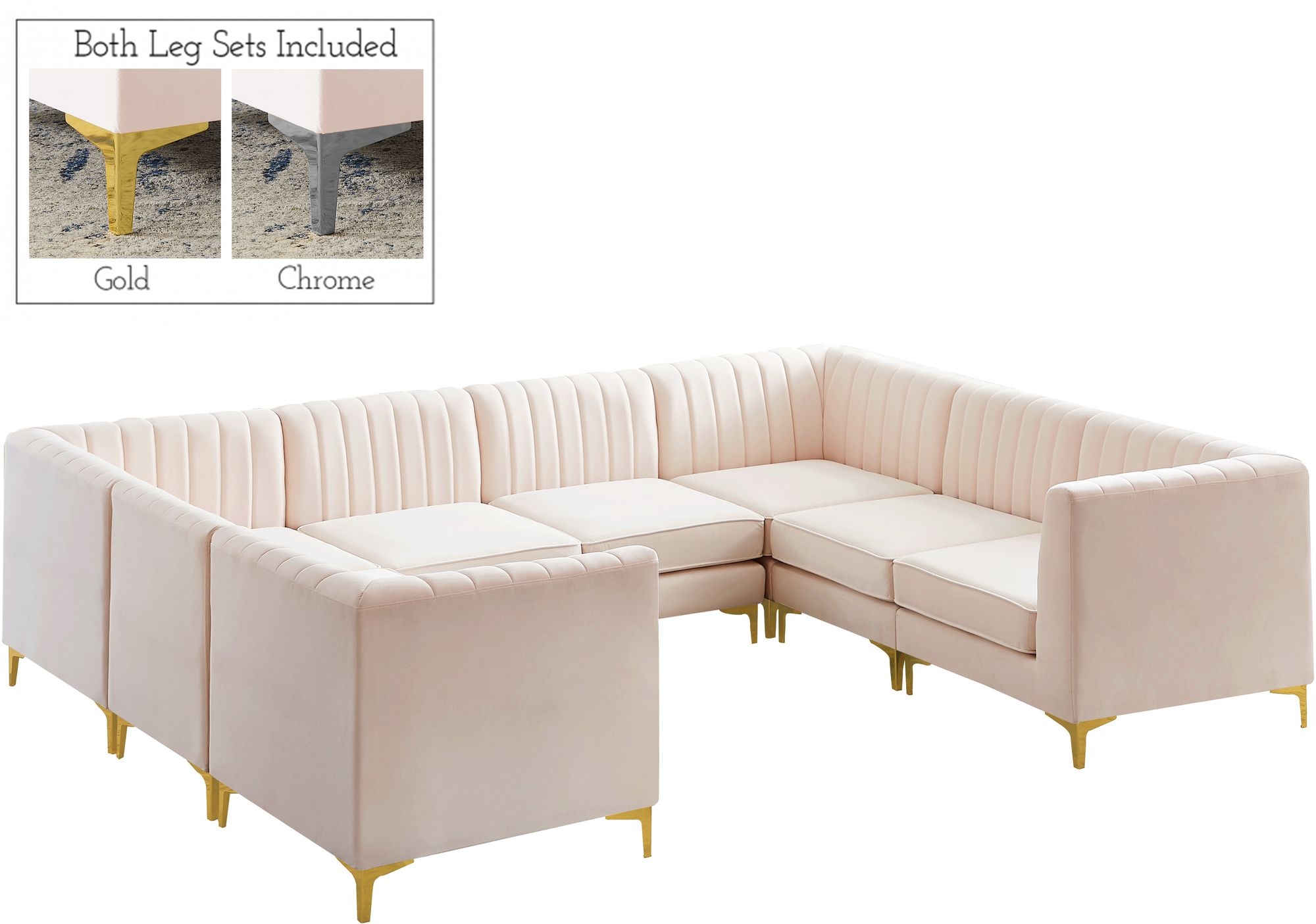 Alina 119" x 93" 8-Piece Velvet Modular Sectional