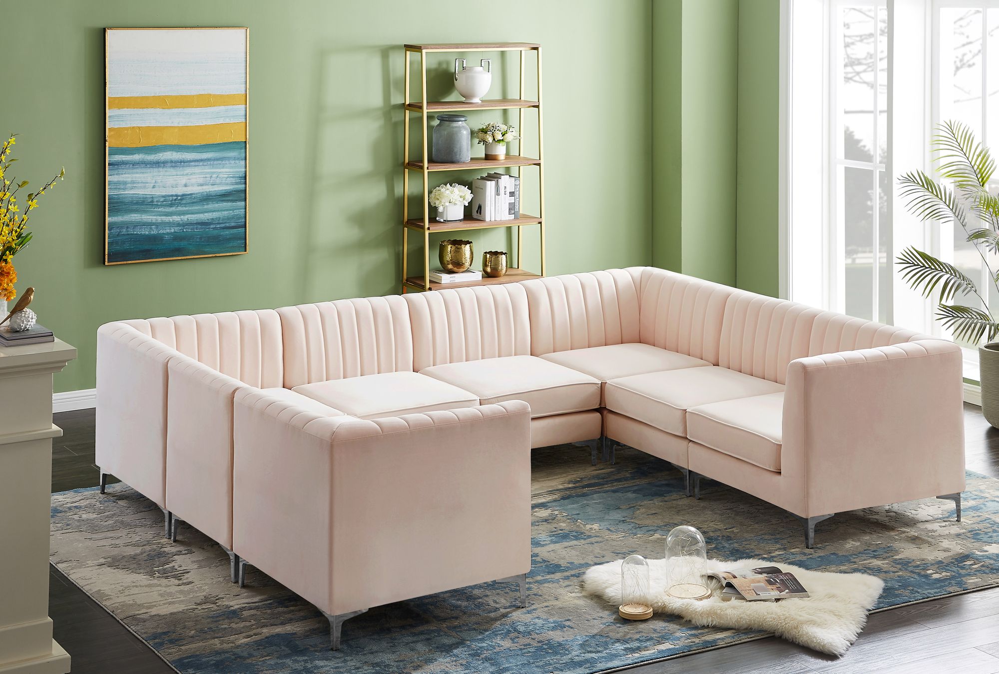 Alina 119" x 93" 8-Piece Velvet Modular Sectional