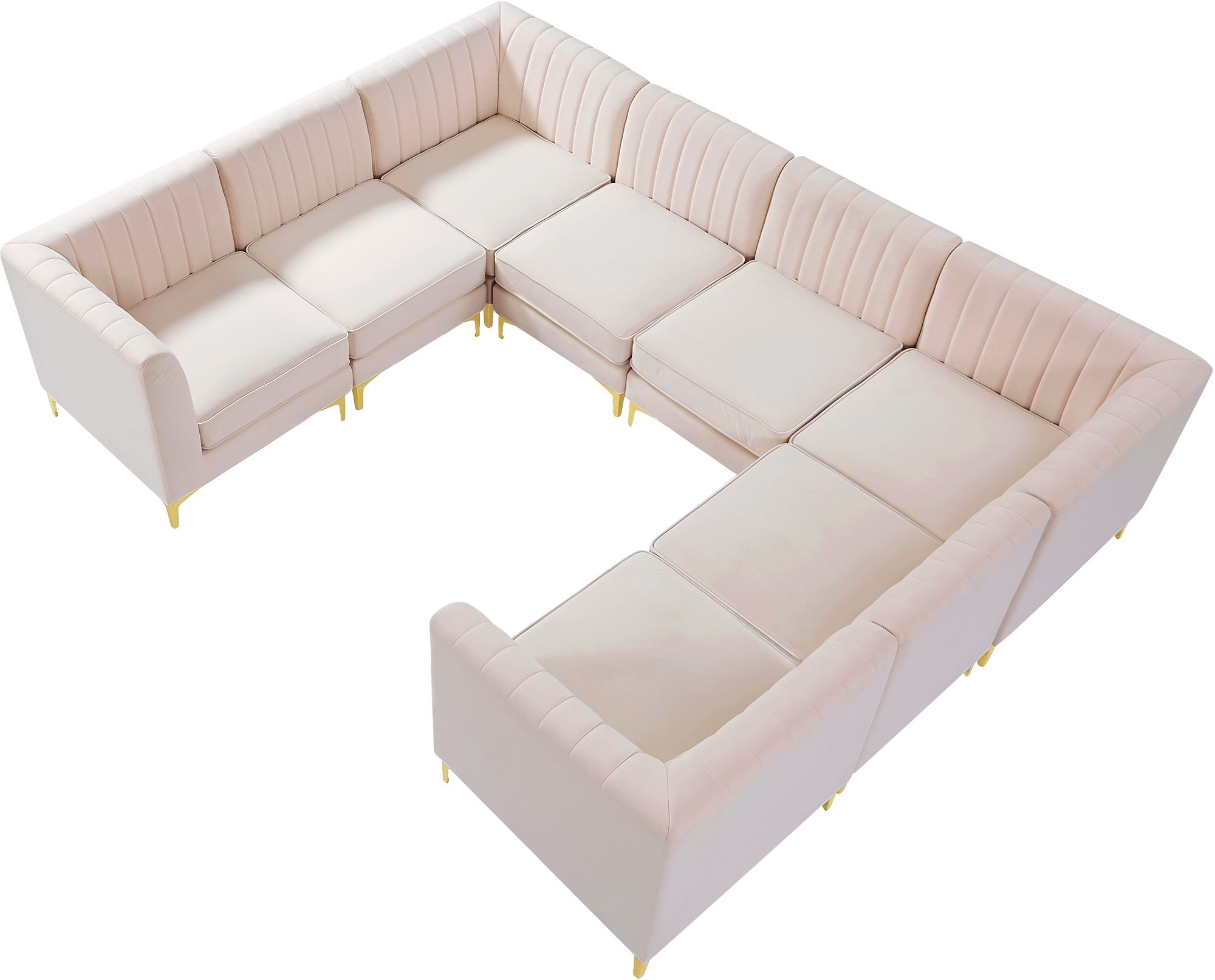 Alina 119" x 93" 8-Piece Velvet Modular Sectional