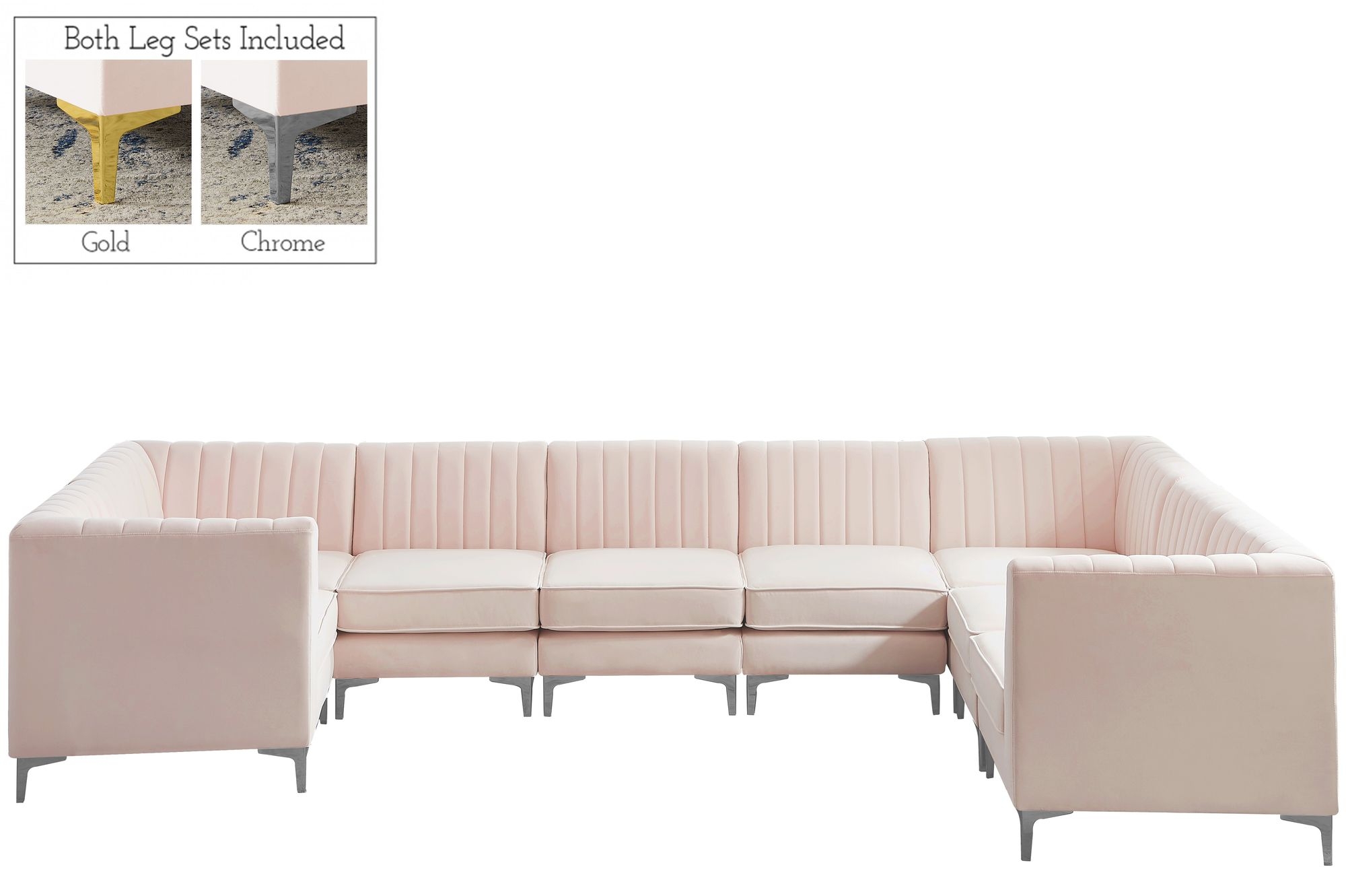Alina 145" x 93" 8-Piece Velvet Modular Sectional