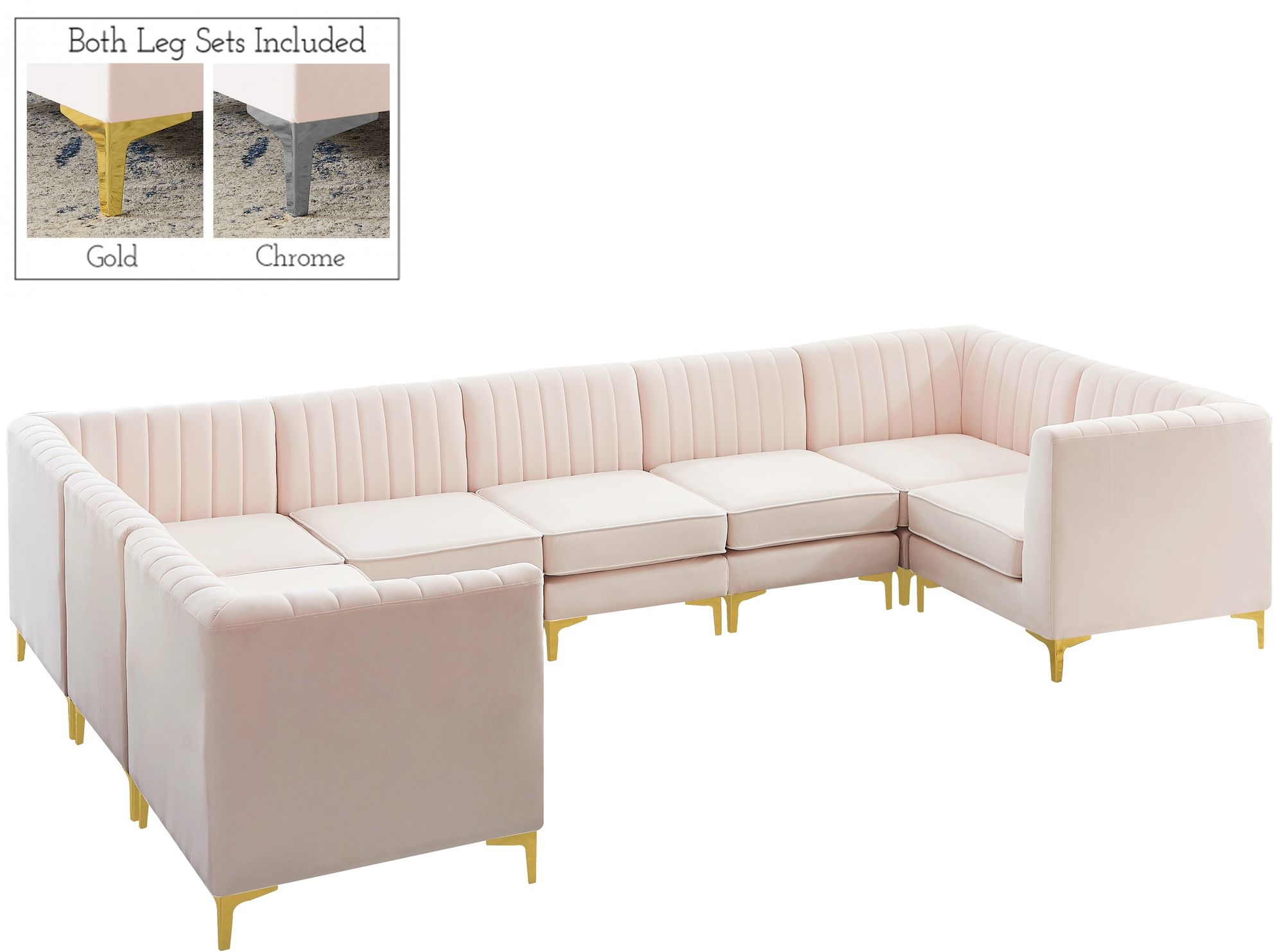 Alina 145" x 93" 8-Piece Velvet Modular Sectional