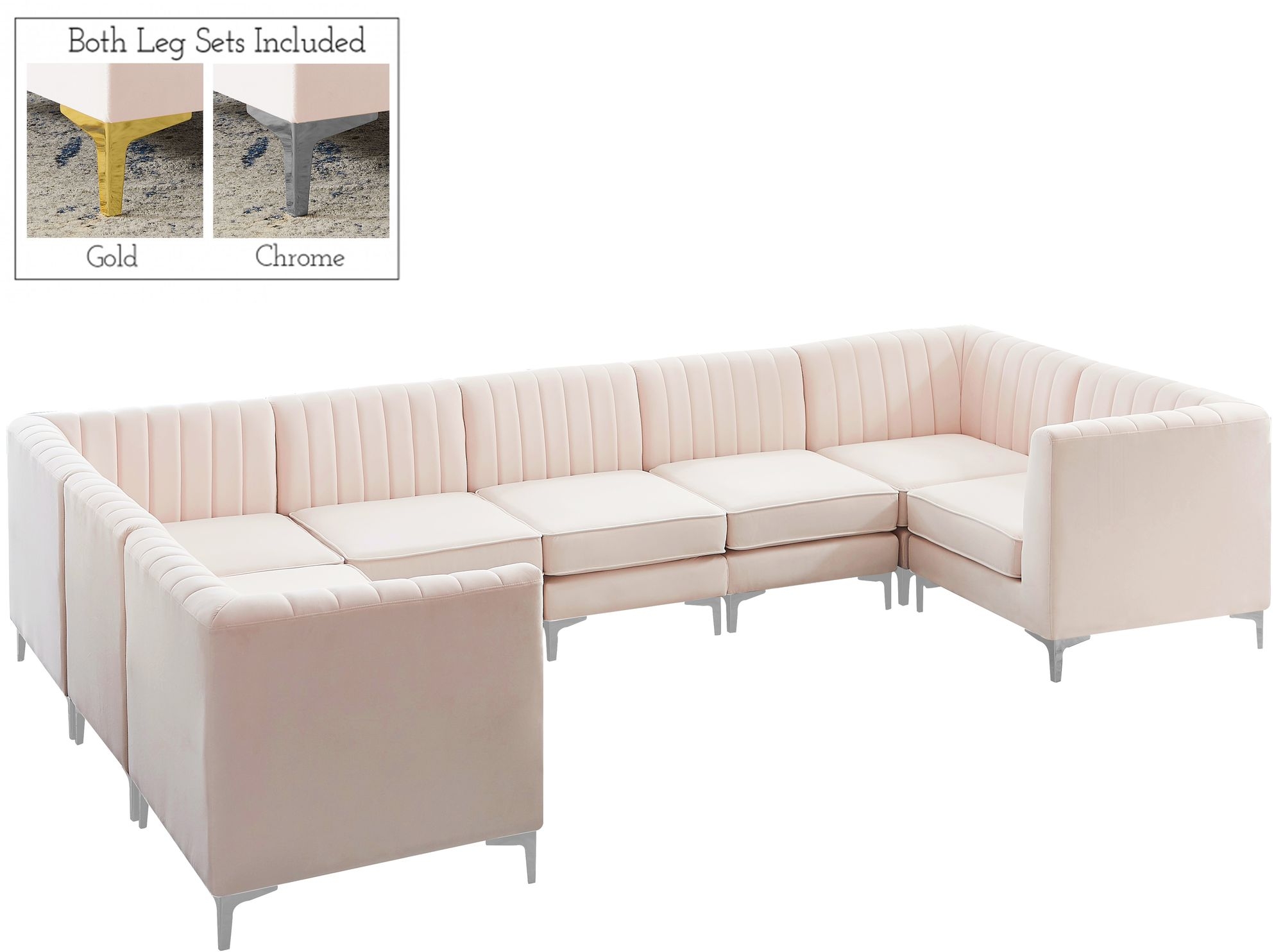 Alina 145" x 93" 8-Piece Velvet Modular Sectional